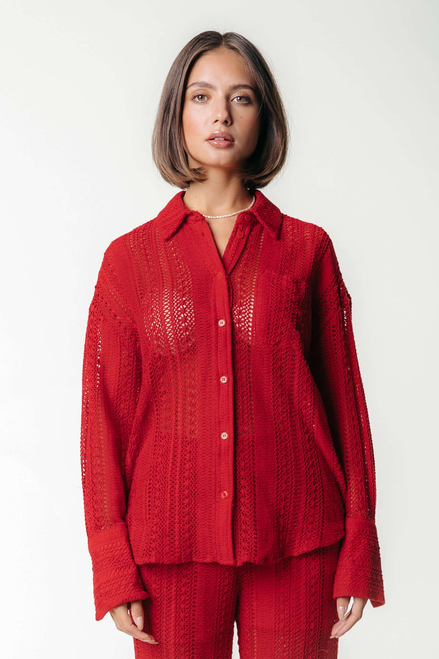 Colourful Rebel Talia Crochet Blouse Poppy Red Maat: XS | Blouses Outlet | Dames | Rood
