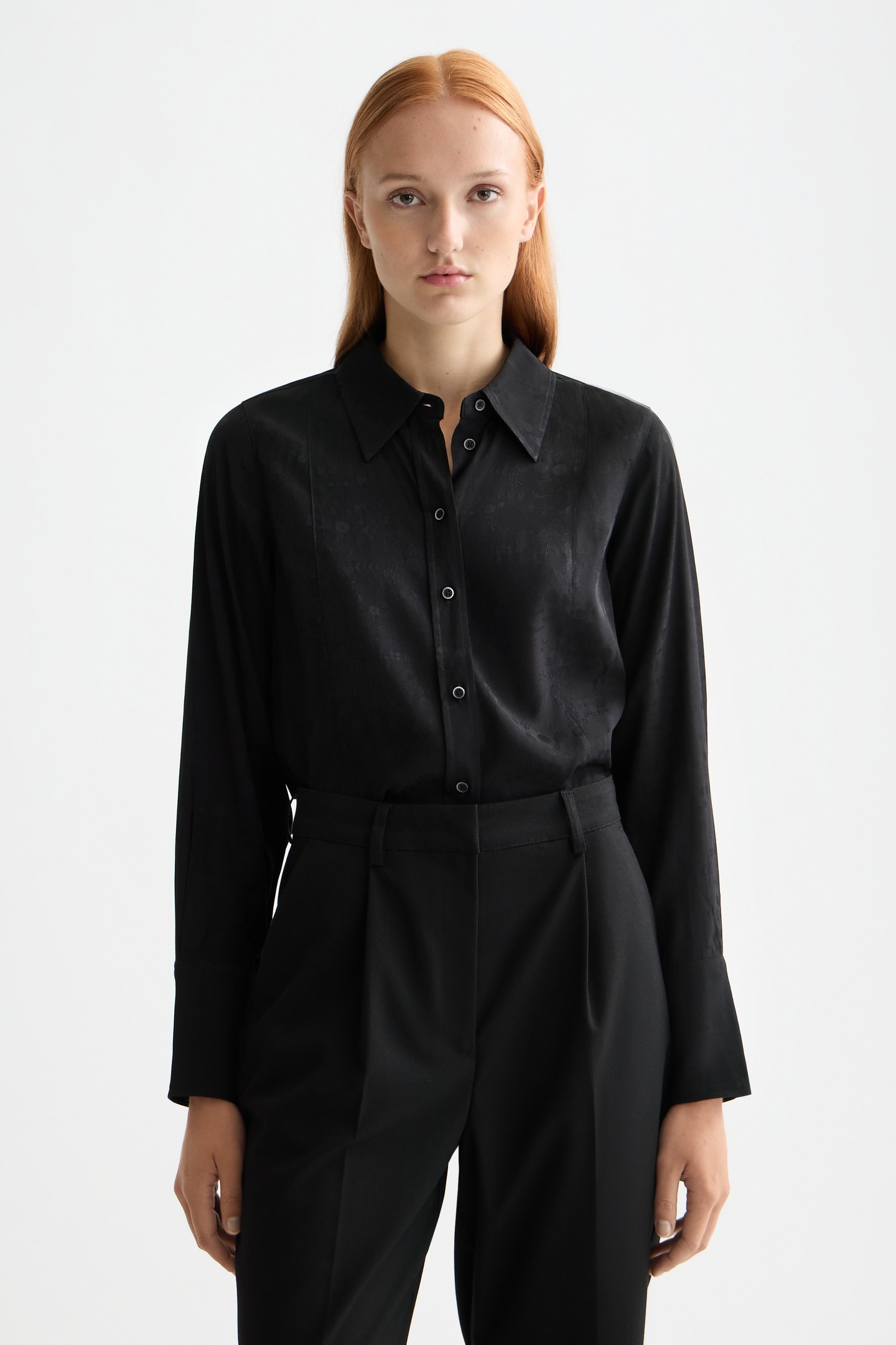Scotch & Soda Regular Fit Jacquard Shirt Meteorite Maat: 36 | Overhemden Outlet | Dames | Zwart