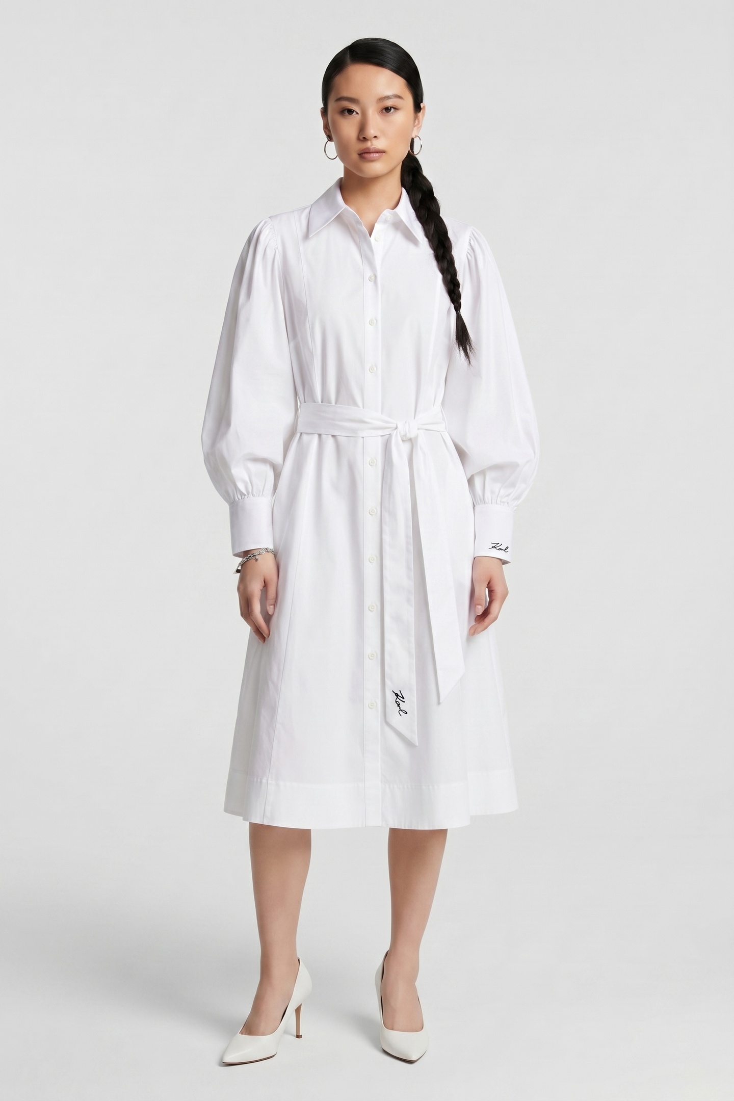 Karl Lagerfeld Karl Shirt Dress White Maat: 42 | Blousejurken Outlet | Dames | Wit