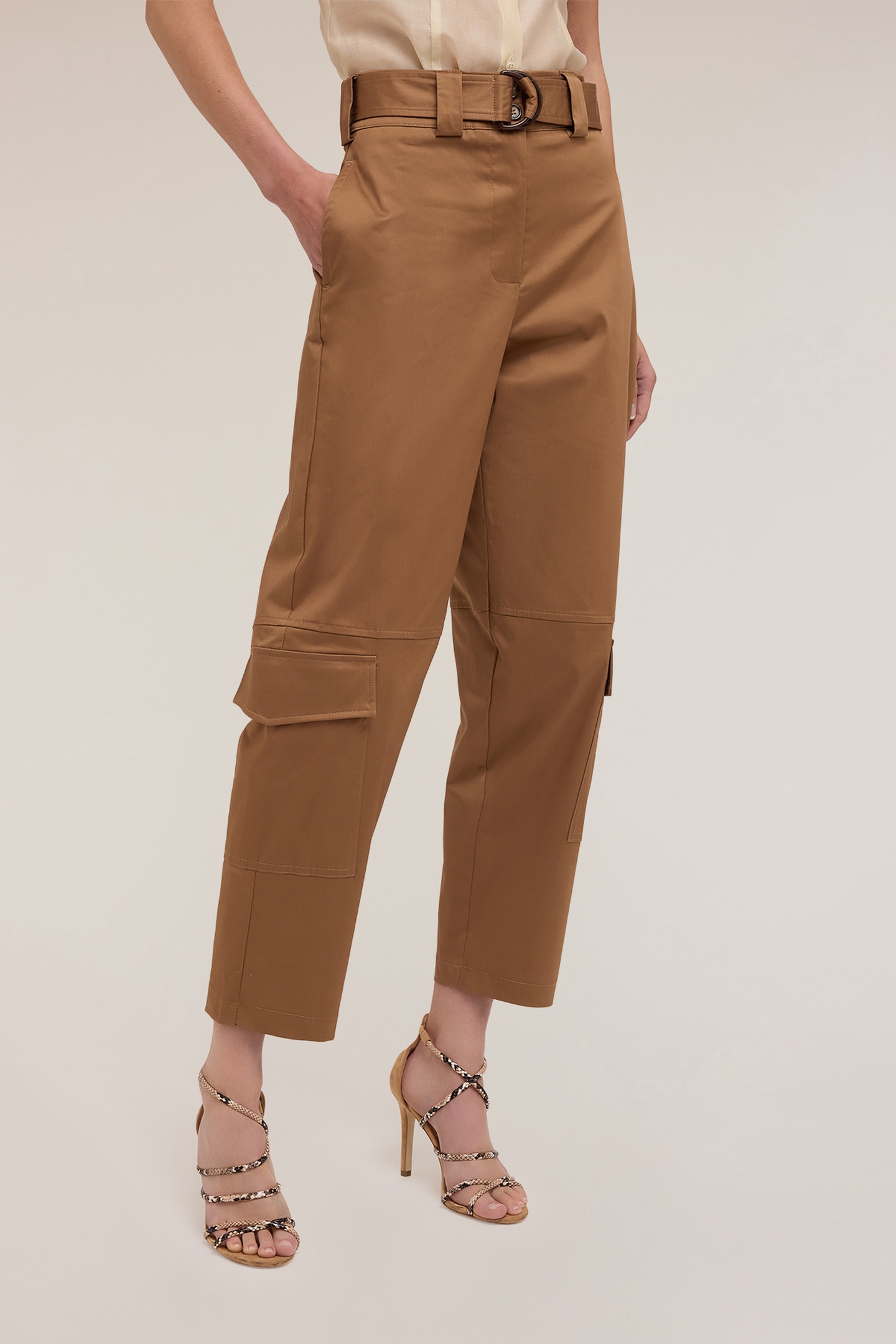 Motivi Satin Cargo Trousers Brown Maat: 34 | Cargobroeken Outlet | Dames | Bruin