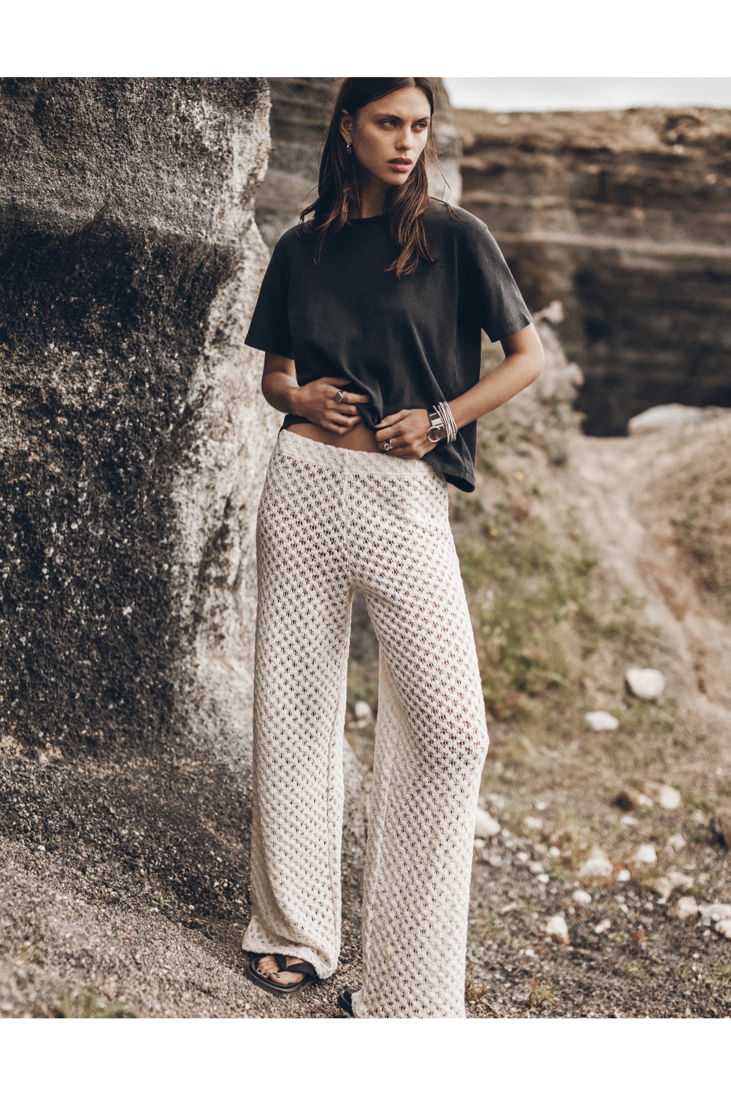 Mikuta The Ecru Crochet Pants Maat: XS | Wijde Broeken Outlet | Dames | Ecru