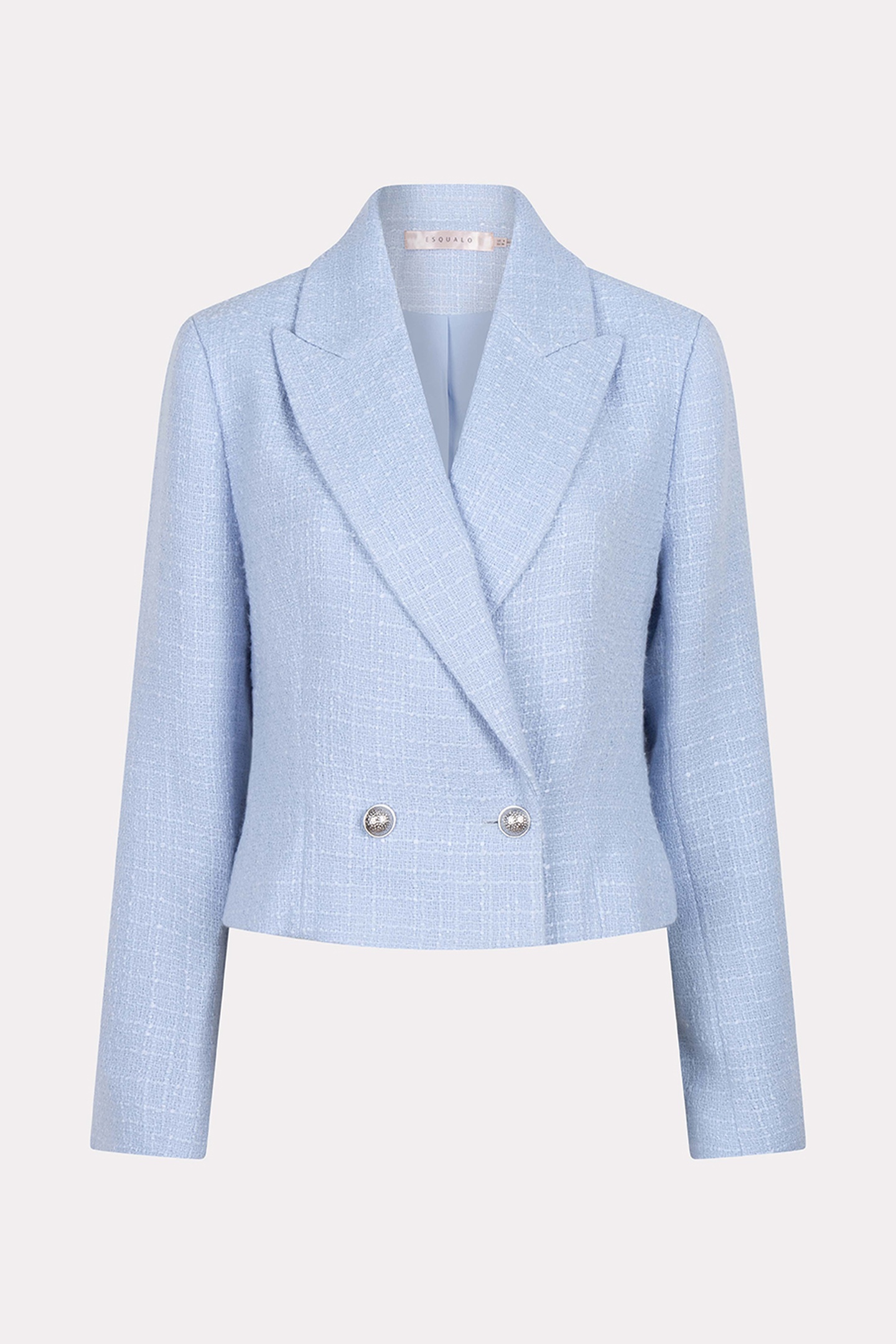 EsQualo Blazer Double Breasted Tweed Sky Blue Maat: 36 | Blazers Outlet | Dames | Blauw