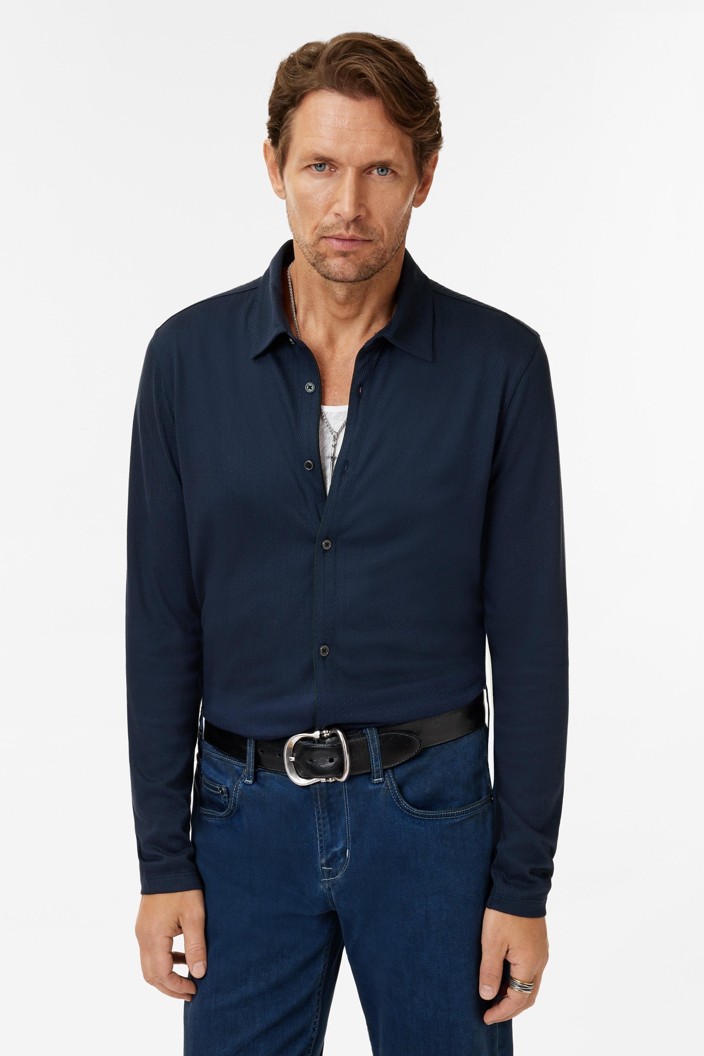 John Varvatos Caserta Regular Fit Ls Collar Shirt With Midnight Maat: S | Zakelijke Overhemden Outlet | Heren | Blauw