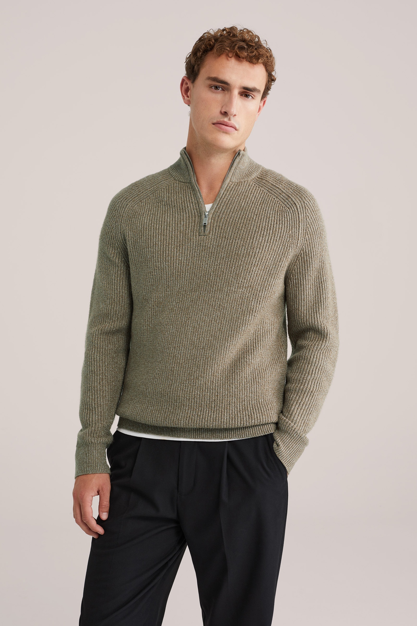 We Fashion Halfway Zipper Greige Maat: 3XL | Sweaters Outlet | Heren | Grijs
