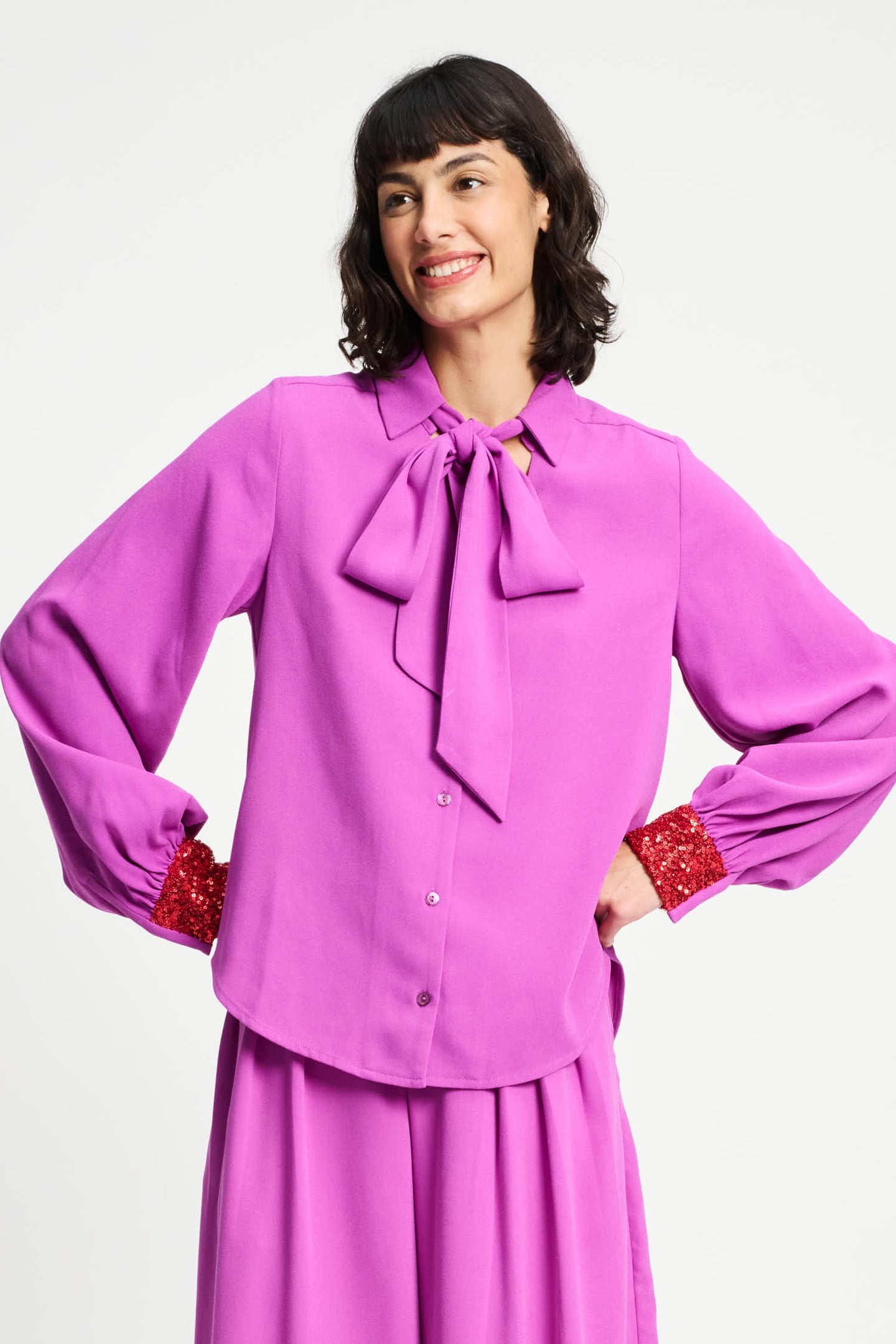 POM Amsterdam Blouse - Bow Frosting Pink Maat: 36 | Overhemden Outlet | Dames | Roze
