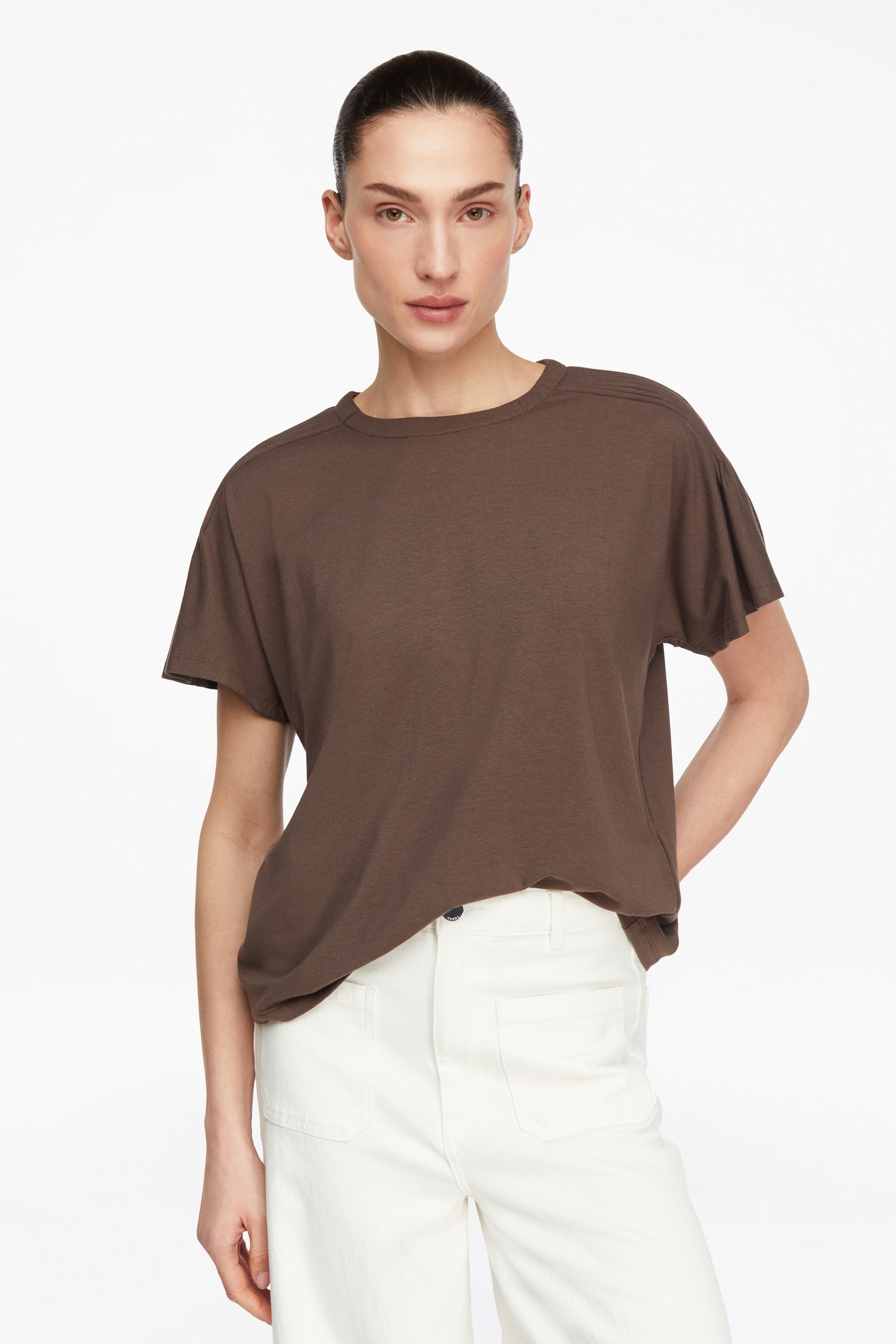 Comma T-shirts Brown Maat: 42 | Tops Outlet | Dames | Bruin