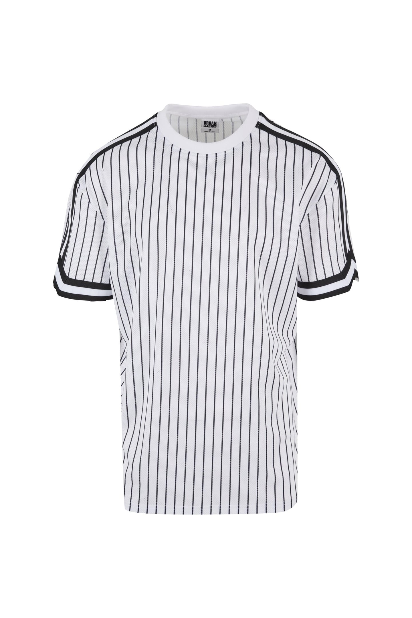 Urban Classics Oversized Striped Mesh Tee White/black Maat: L | T-Shirts Outlet | Heren | Zwart