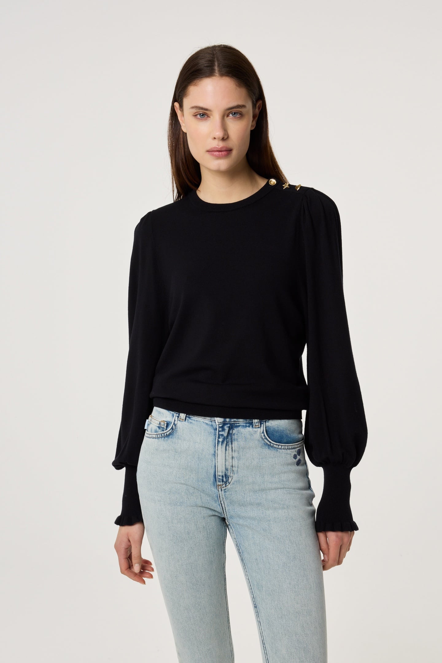 Fabienne Chapot Molly Balloon Pullover Black Maat: L | Longsleeves Outlet | Dames | Zwart