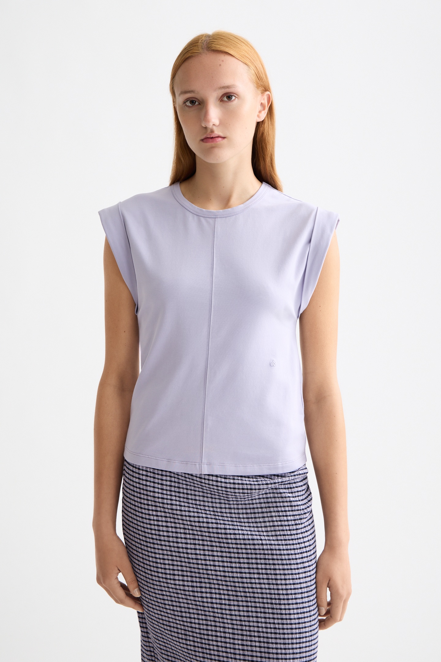 Scotch & Soda Fitted Rolled-up Sleeve T-shirt Languid Lavender Maat: S | Tops Outlet | Dames