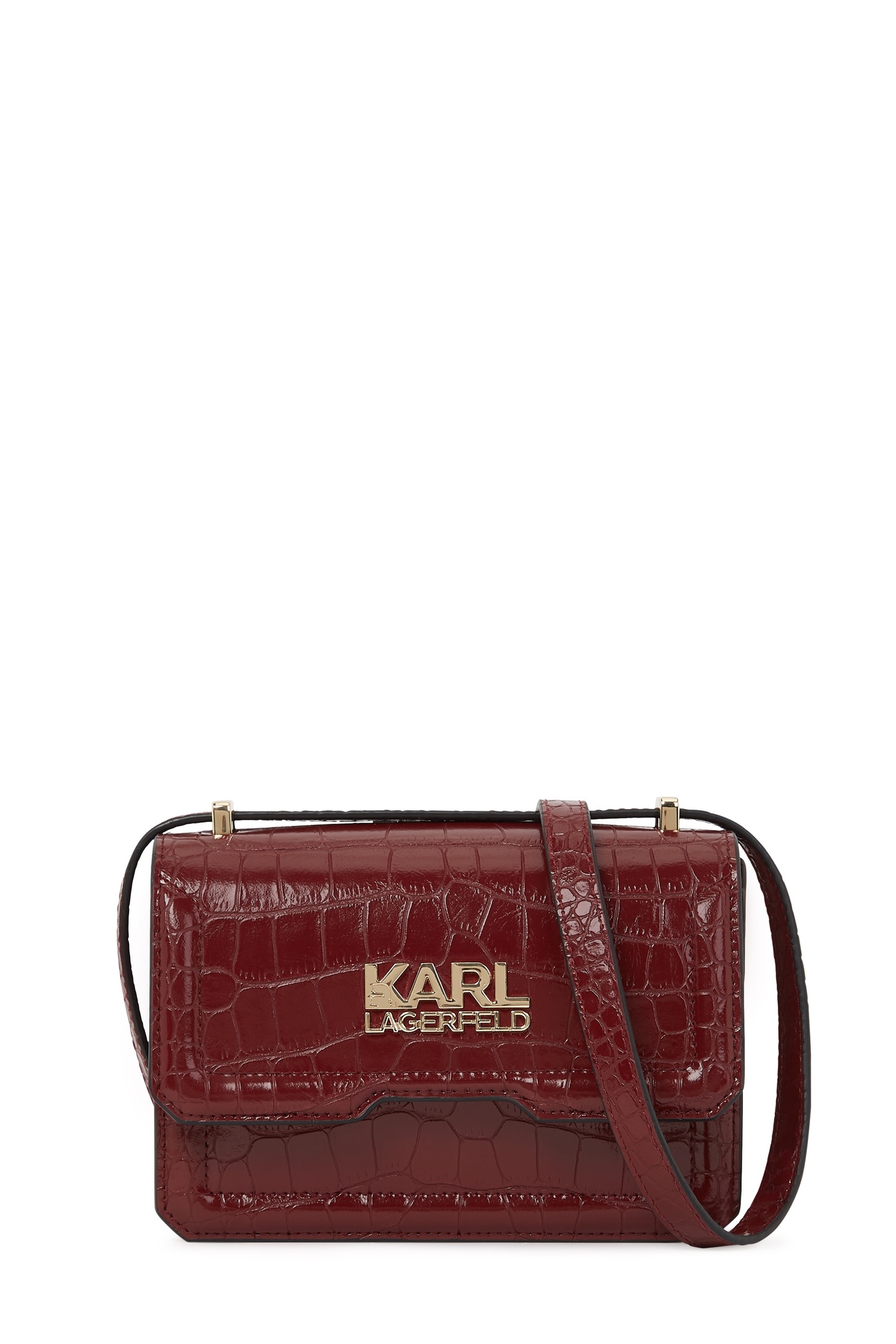 Karl Lagerfeld K/edge Croco Crossbody Tawny Port Maat: OS | Mini Tassen Outlet | Dames