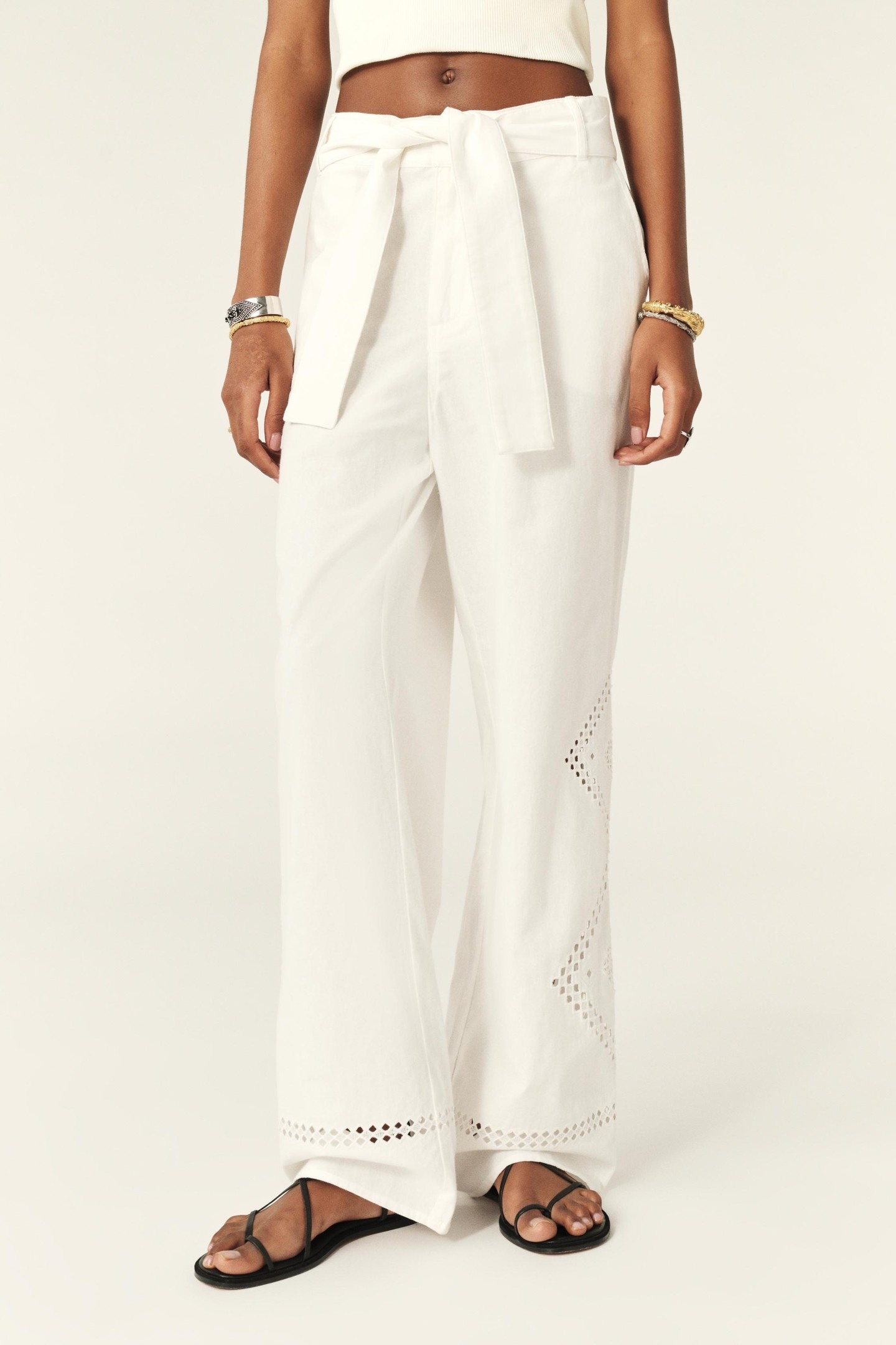 BA&SH Pantalon Marlon Blanc Maat: 36 | Wijde Broeken Outlet | Dames | Wit
