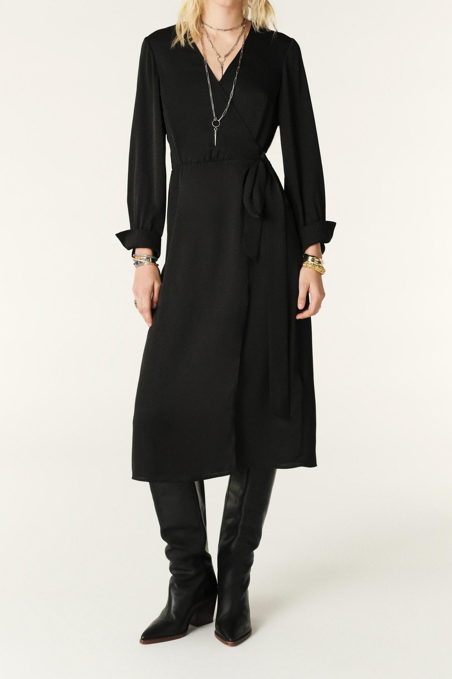BA&SH Robe Iris Noir Maat: L | Midi Jurken Outlet | Dames | Zwart