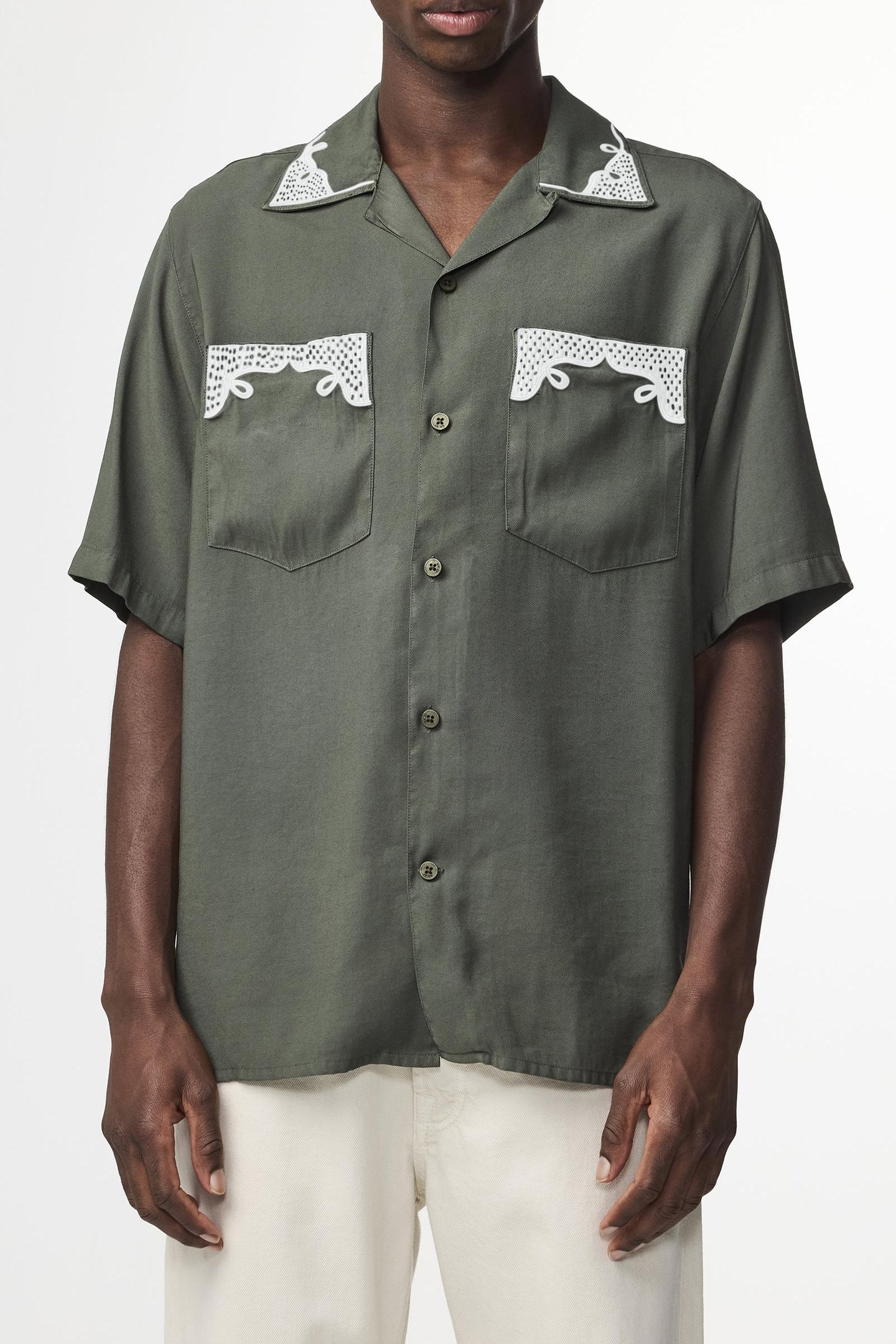 NN.07 Julio Ss 2 Pkt 5027 Short Sleeve Croc Green Maat: S | Casual Overhemden Outlet | Heren | Groen