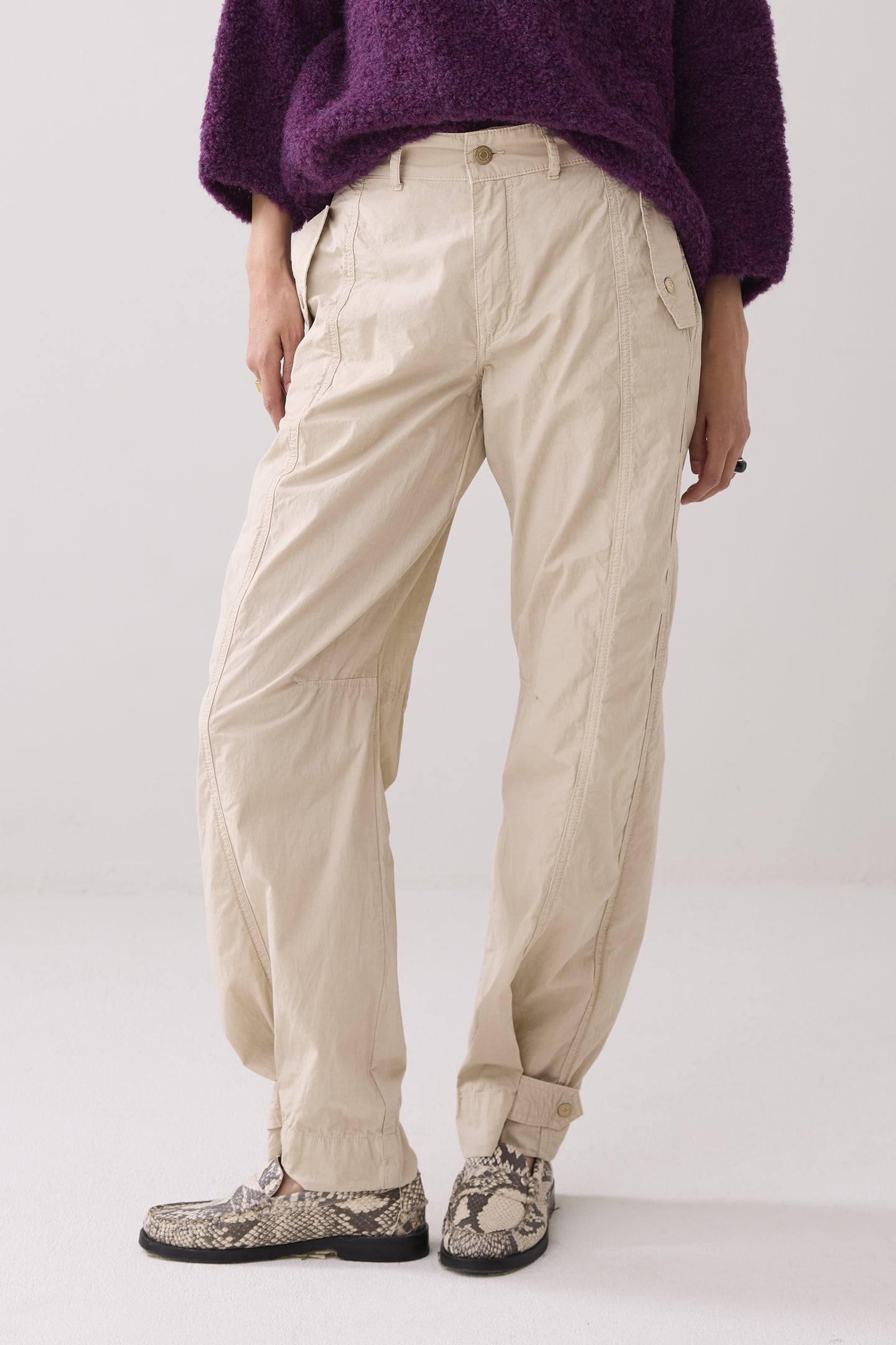 Summum Woman Loose Cargo Crispy Plain Weave Ash Maat: 38 | Cargobroeken Outlet | Dames | Beige