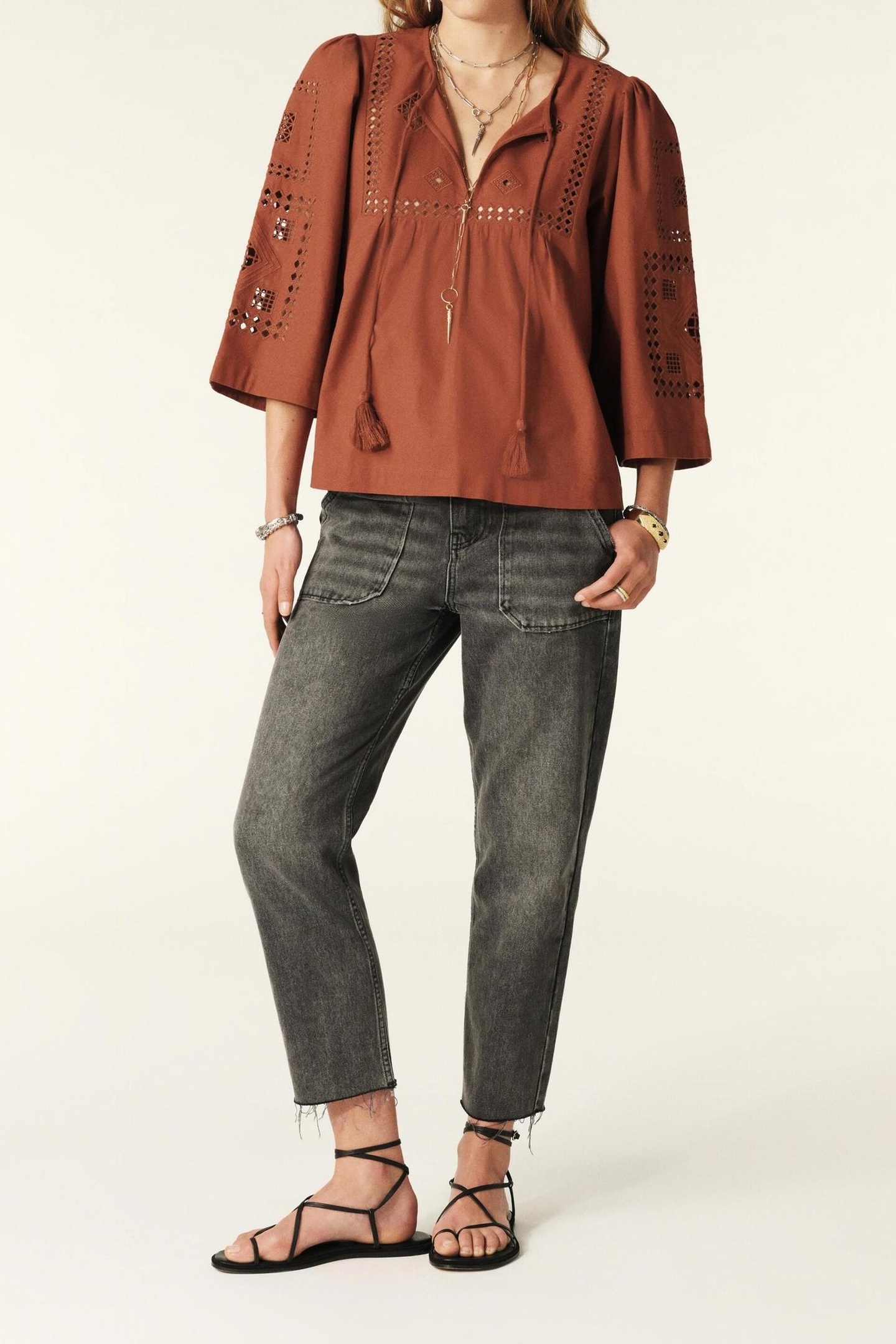 BA&SH Top Malta Ecureuil Maat: XS | Longsleeves Outlet | Dames | Bruin