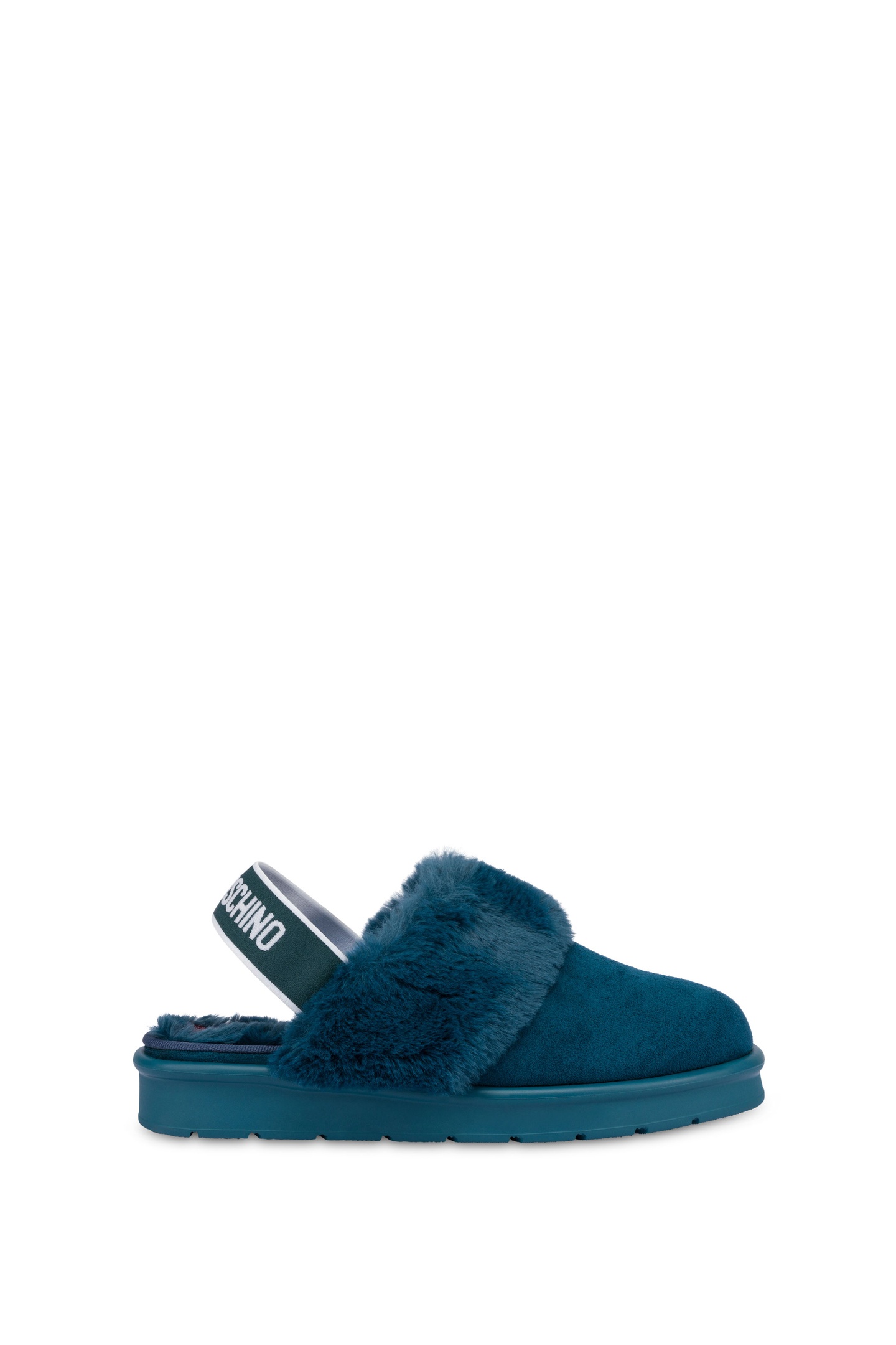 Moschino Velour Mule Elastic Logo Band Green Maat: 39 | Slippers Outlet | Dames | Groen