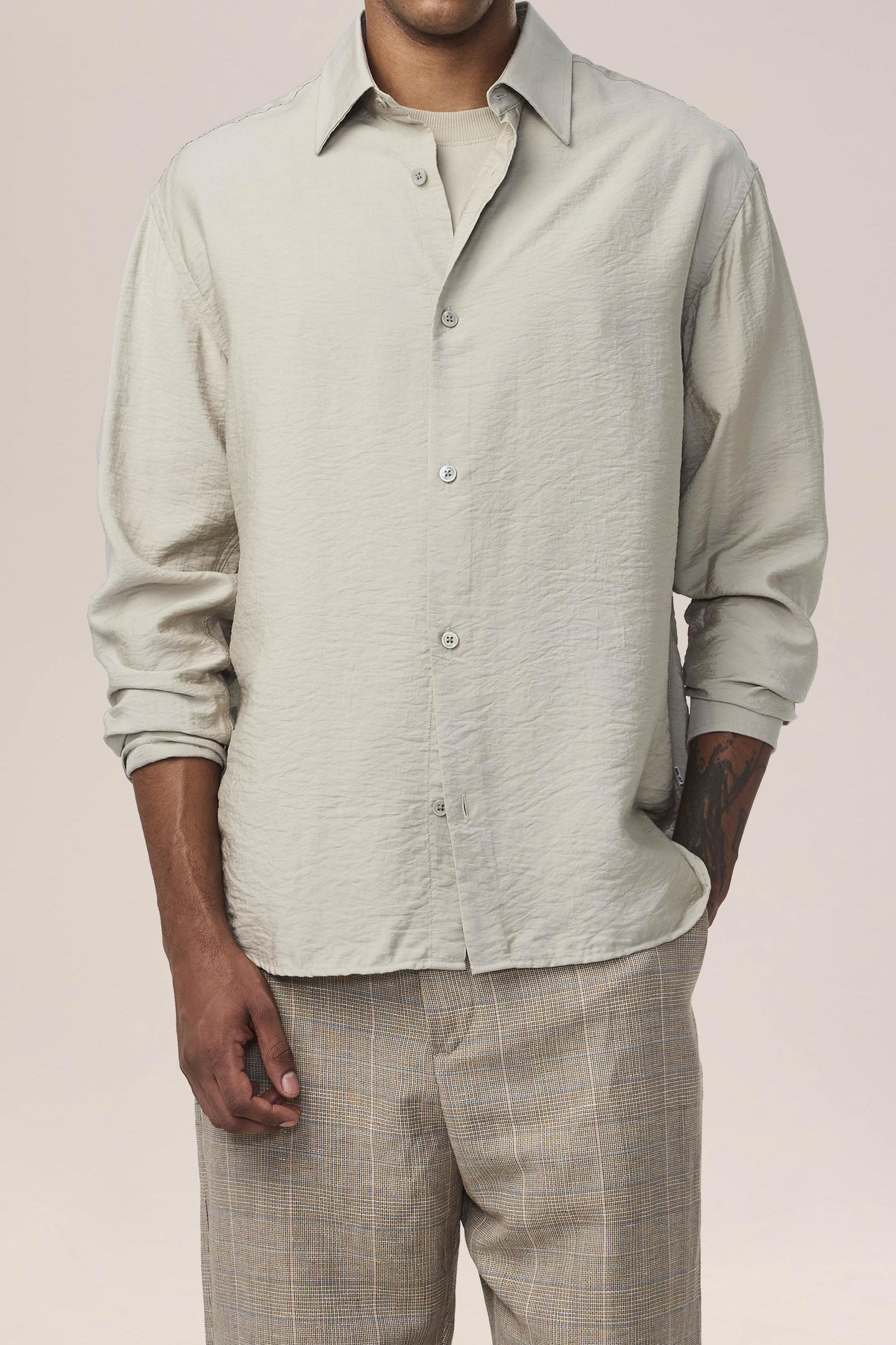 NN.07 Freddy No Pkt 5971 Shirts Fog Maat: M | Casual Overhemden Outlet | Heren | Grijs