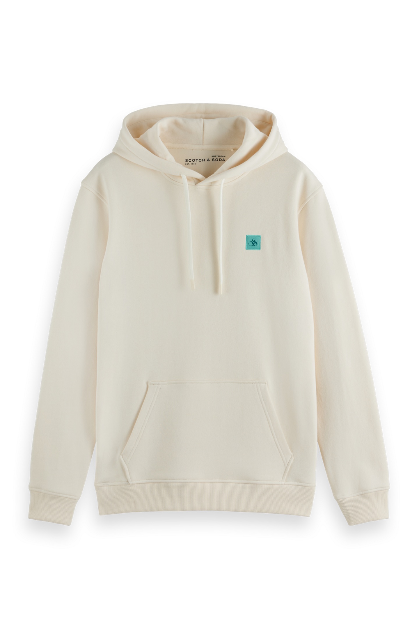 Scotch & Soda Regular-fit Logo Badge Hoodie Eggnog Maat: XXL | Hoodies Outlet | Heren | Wit