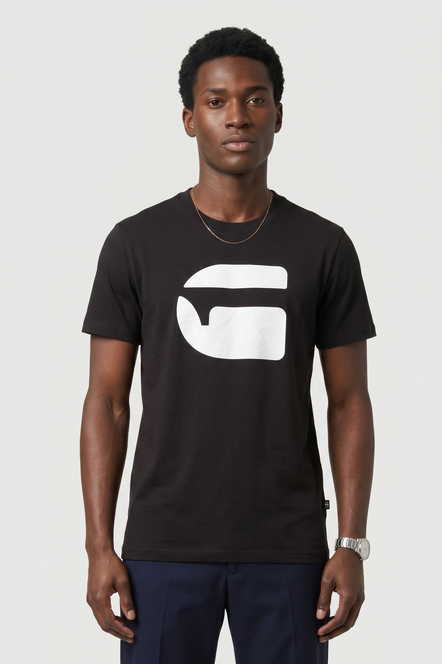 G-Star Logo Slim R T S/s Dk Black Maat: S | Basic T-Shirts Outlet | Heren | Zwart