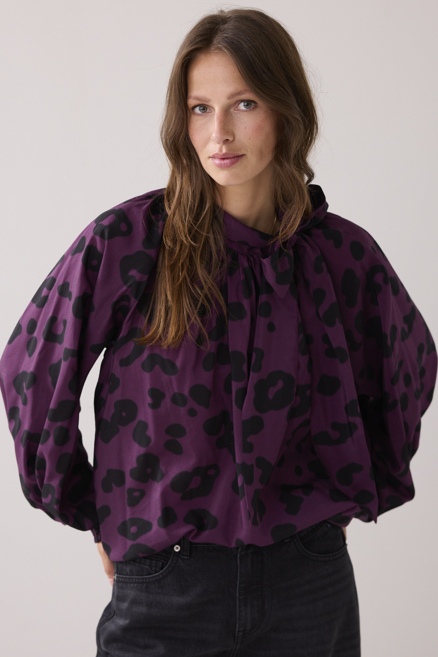 Summum Woman Top Co/vi Printed Wineberry Maat: 36 | Longsleeves Outlet | Dames | Zwart