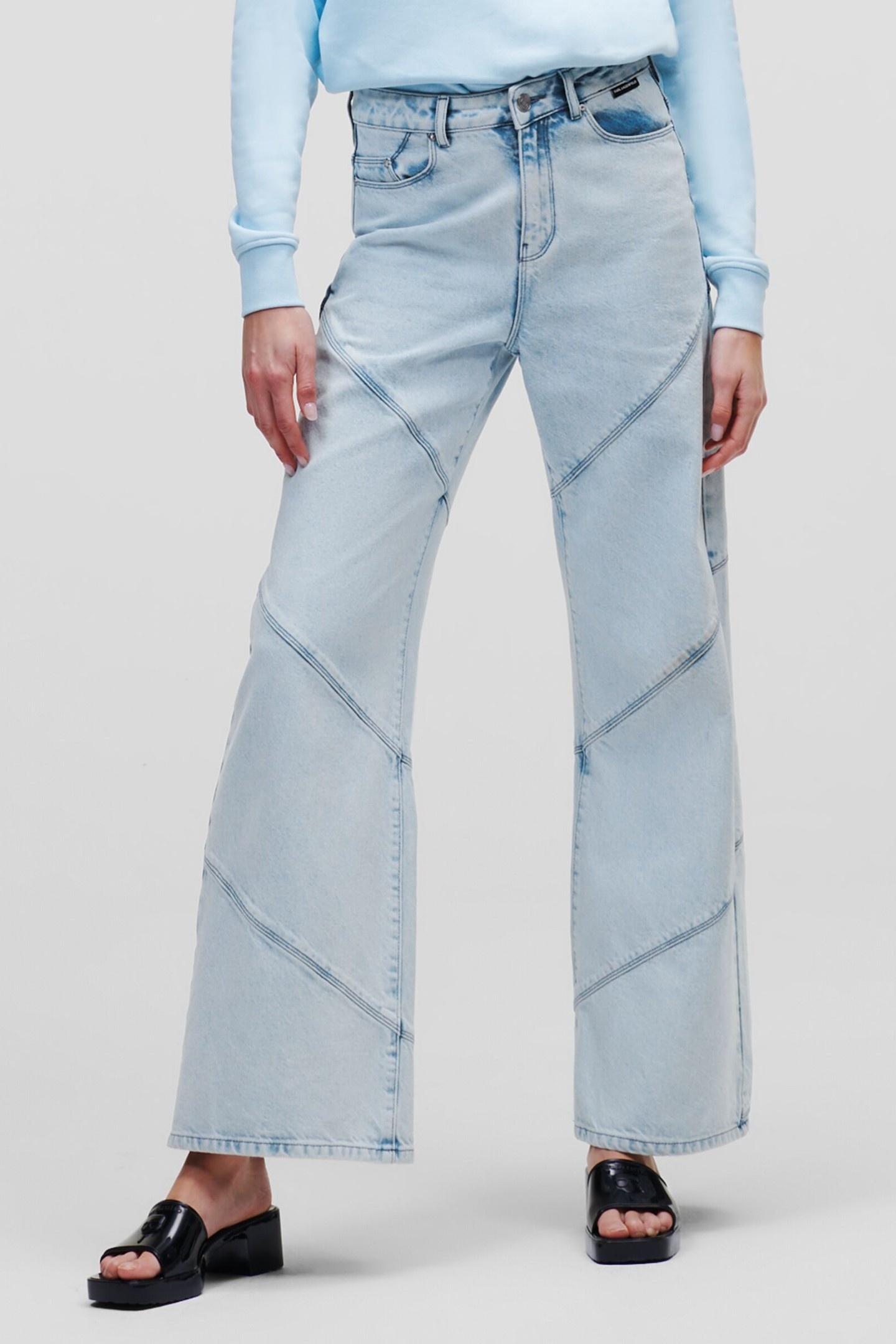 Karl Lagerfeld Wide Leg Denim Pants Light Blue Denim Size: W30 | Wide-Leg & Flared Pants Outlet | Dames | Blauw