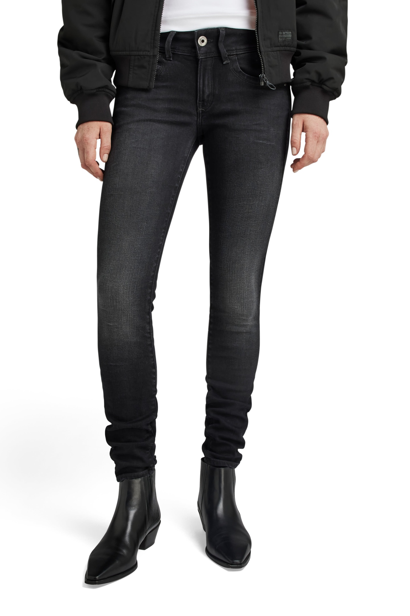G-Star Lynn Mid Skinny Faded Black Magnet Taille: W24L32 | Pantalons skinny Outlet | Femme | Le Noir