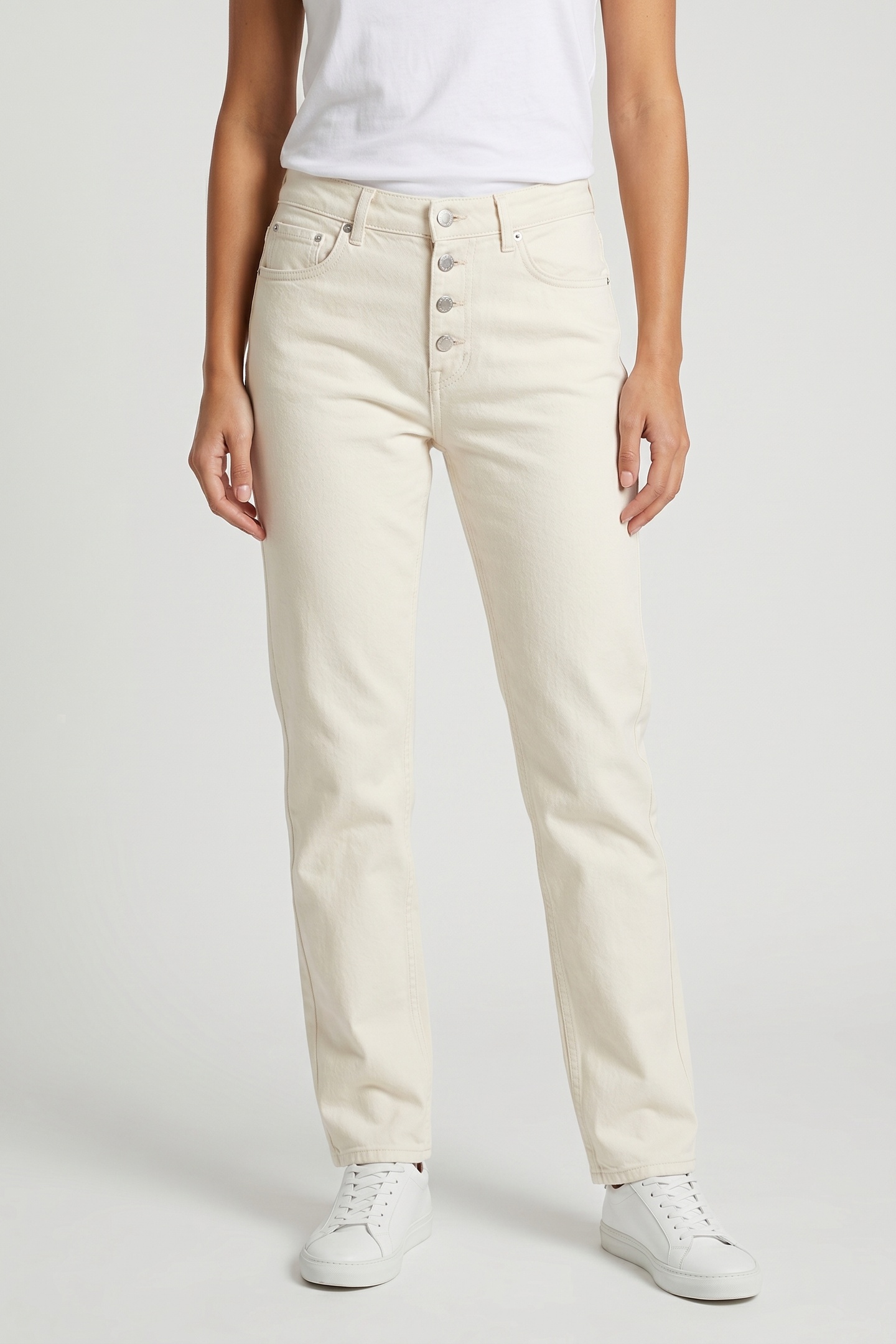 BA&SH Jean Amber Blanc Maat: M | Straight Broeken Outlet | Dames | Wit