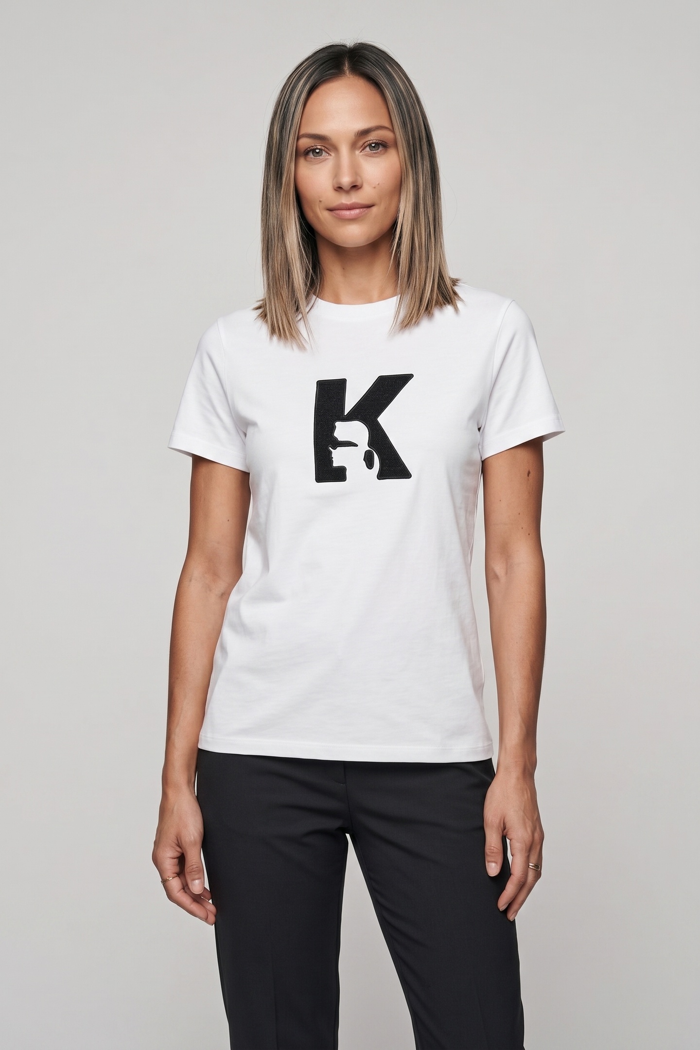 Karl Lagerfeld K Logo Boucle T-shirt White Maat: XXL | Tops Outlet | Dames | Zwart