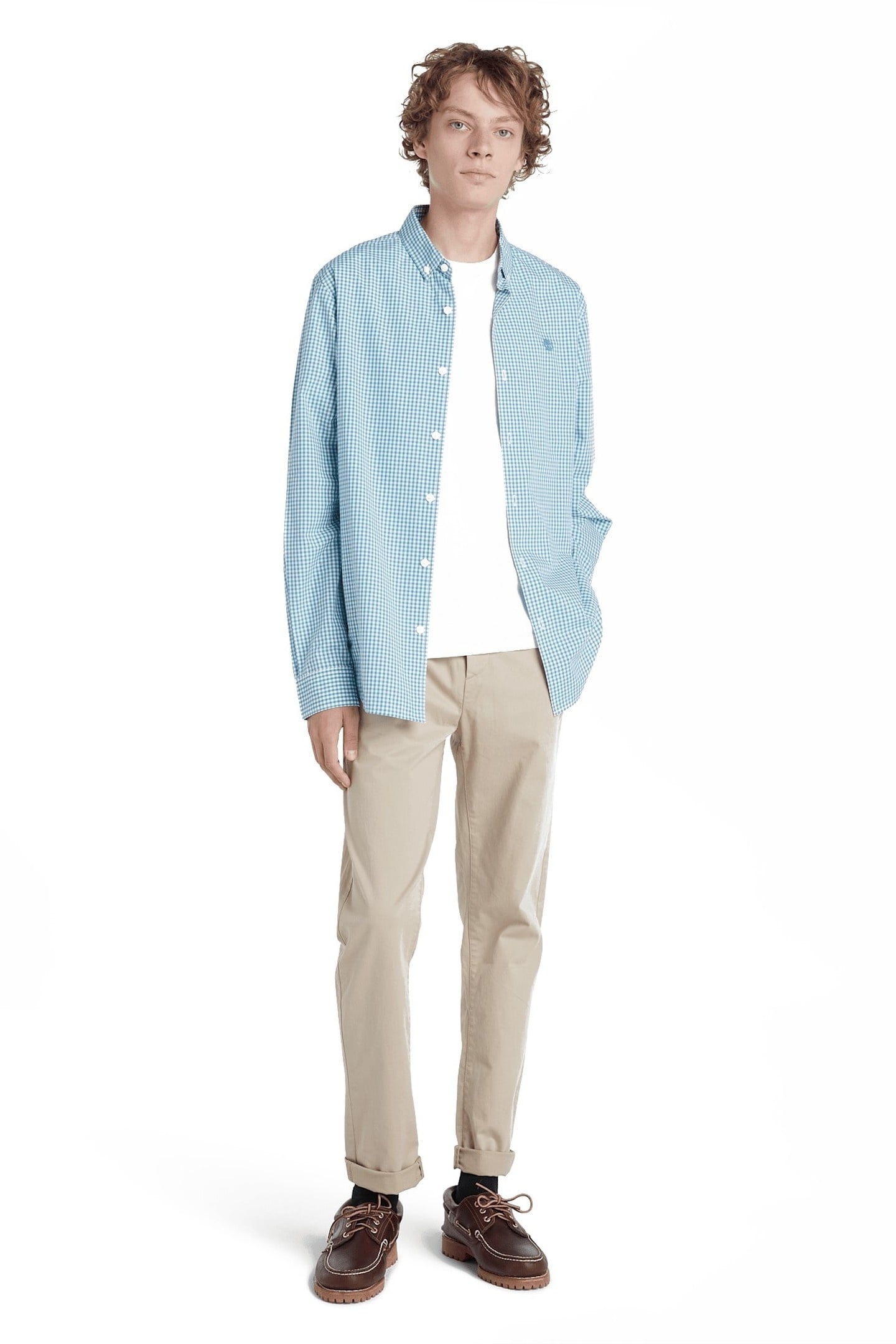 Timberland Micro Gingham Poplin Shirt Storm Blue Yd Maat: S | Casual Overhemden Outlet | Heren | Blauw