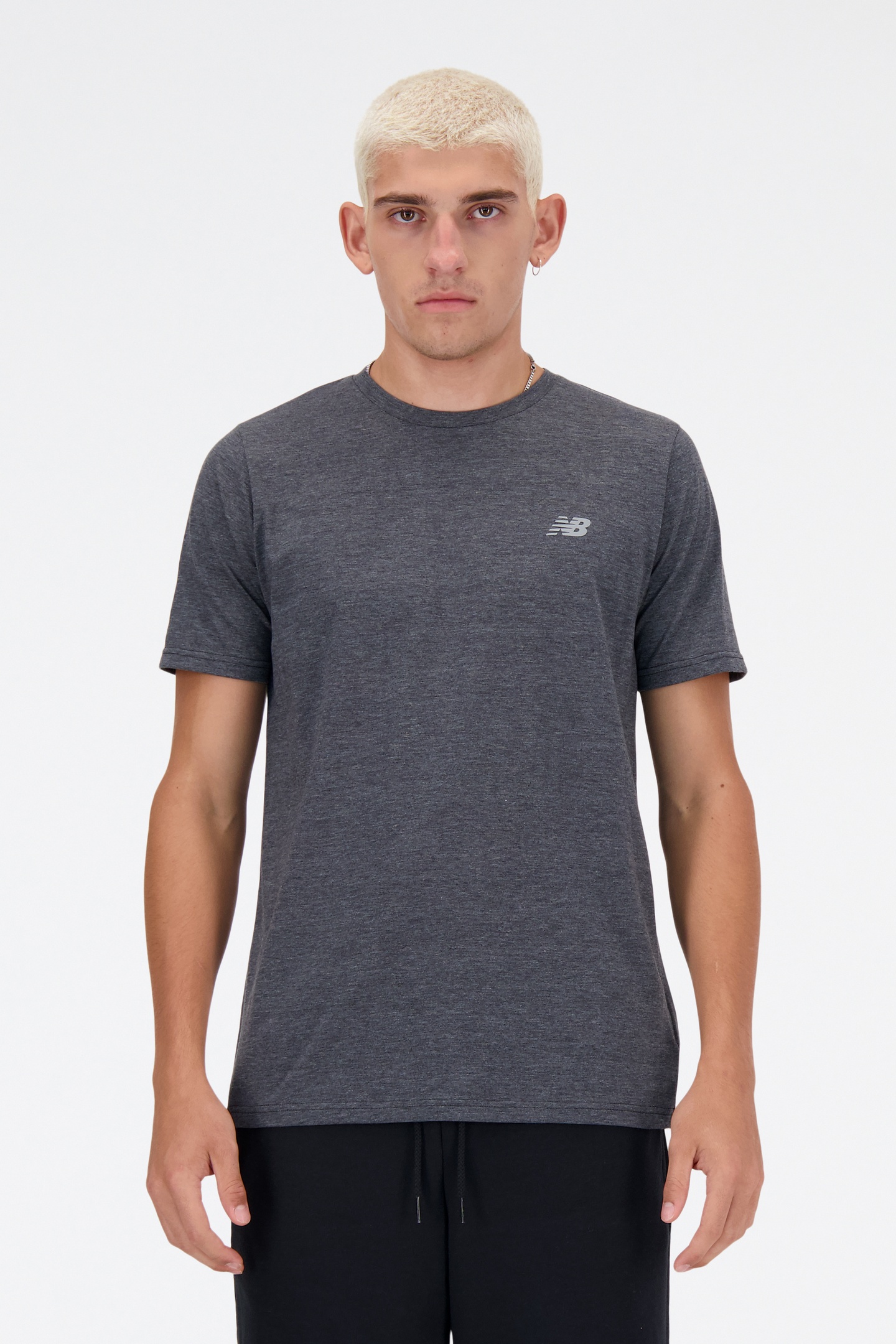 New Balance Sport Essentials Heathertech T Bkheathr Maat: S | Basic T-Shirts Outlet | Heren | Grijs