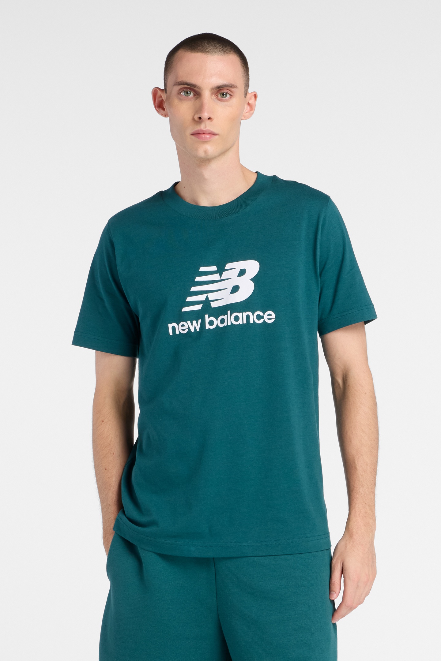 New Balance Sport Essentials Logo T-shirt Medusa Green Maat: XL | T-shirts met Print Outlet | Heren | Groen