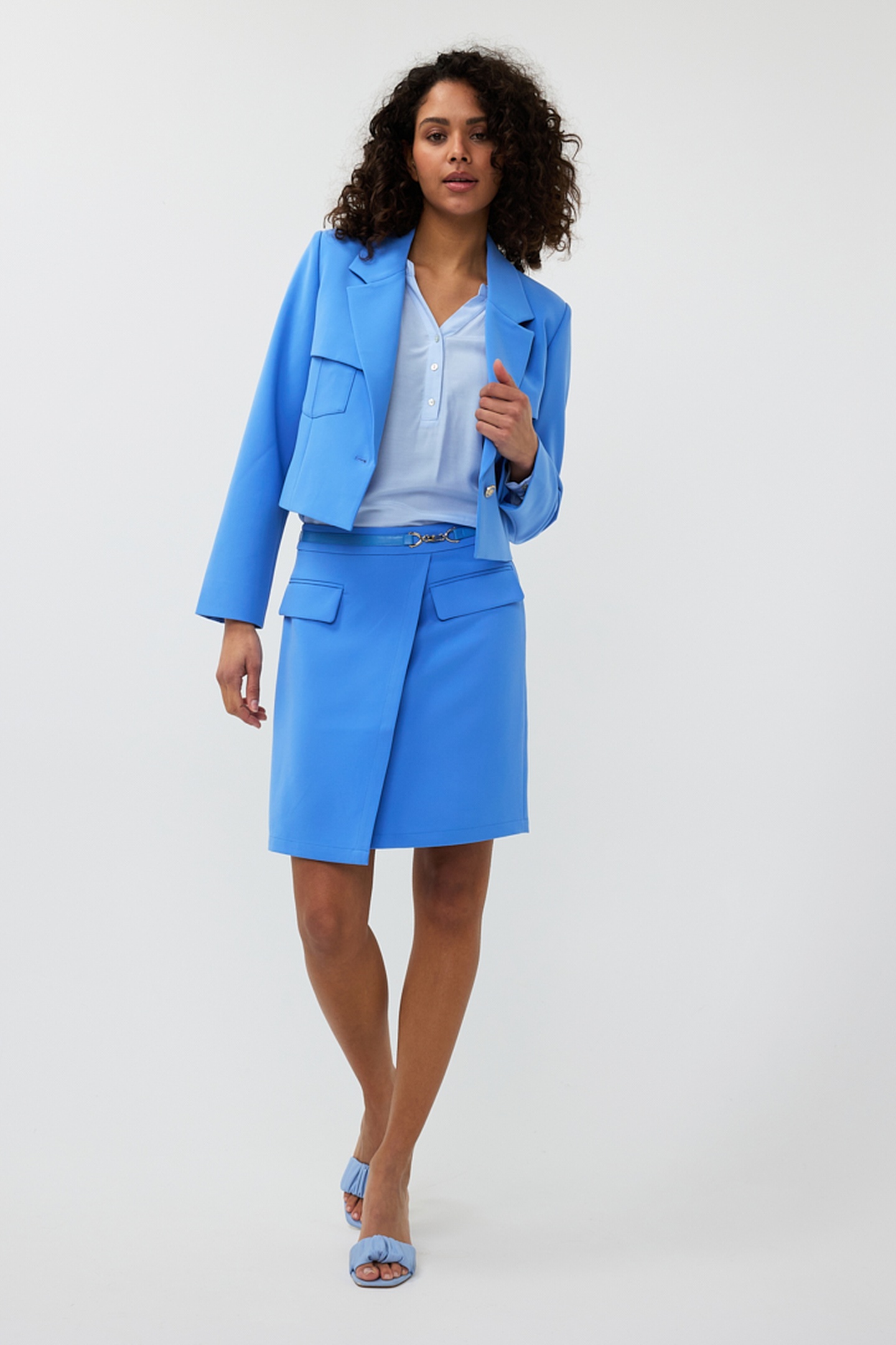 EsQualo Blazer Short City Blue Maat: 40 | Blazers Outlet | Dames | Blauw