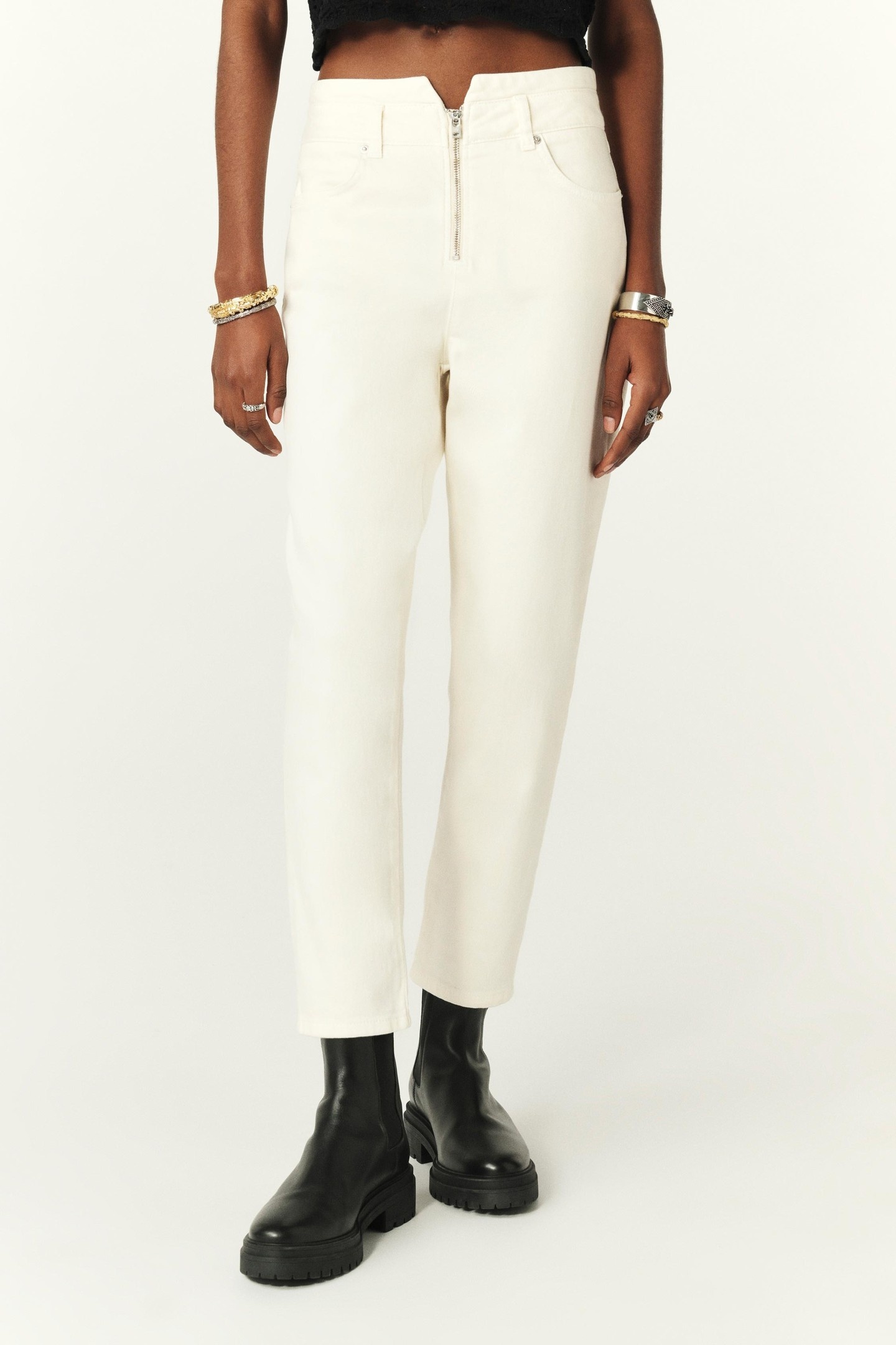 BA&SH Jeans Inzo Ecru Maat: W26 | Straight Broeken Outlet | Dames | Ecru