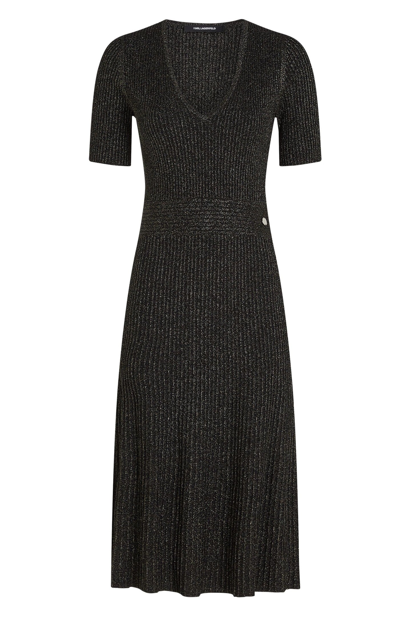 Karl Lagerfeld Lurex Knit Midi Dress Gold Maat: M | Midi Jurken Outlet | Dames | Zwart
