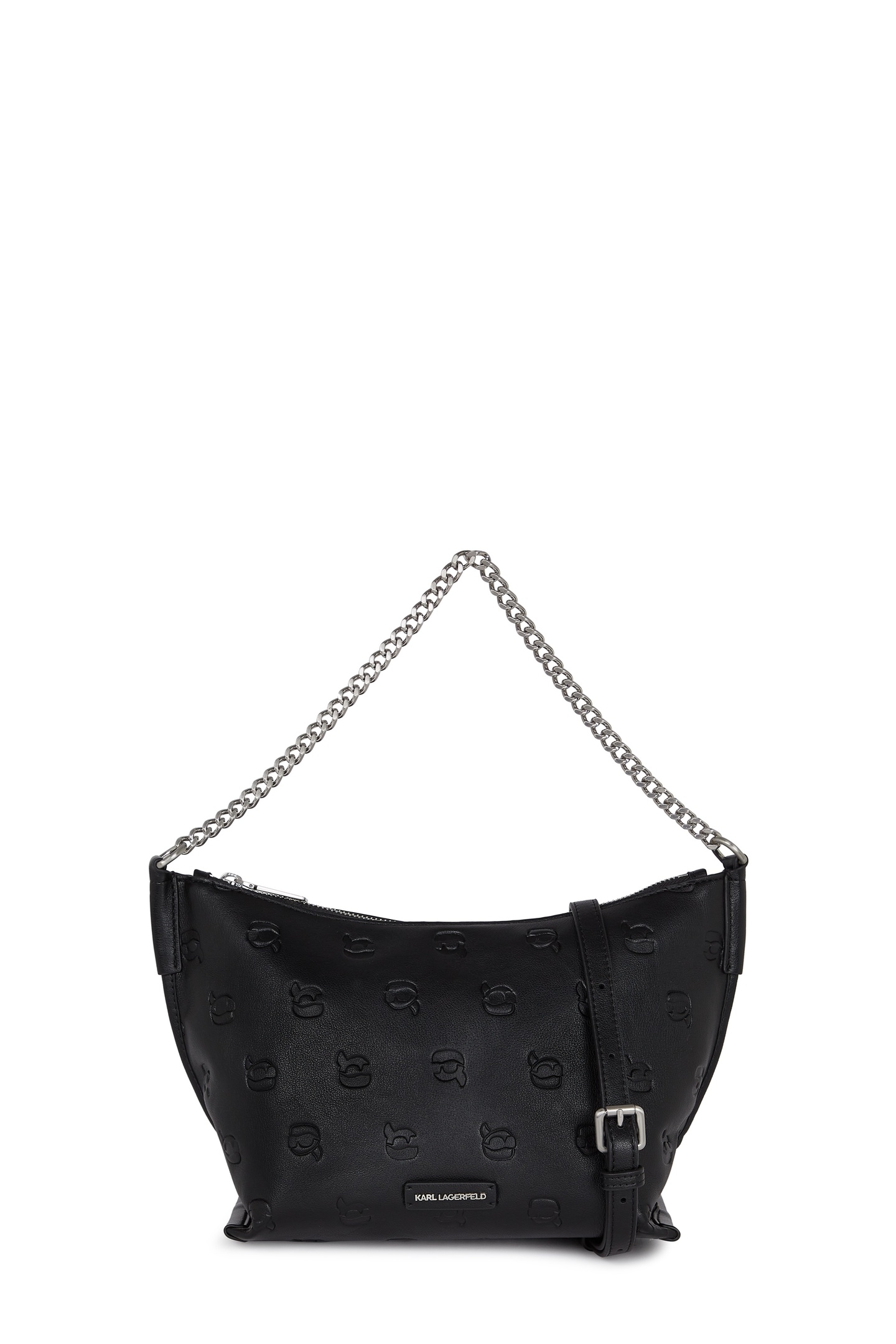 Karl Lagerfeld Ikon Monogram Zip Shoulder Bag Aop Tonal Black Maat: OS | Handtassen Outlet | Dames | Zwart