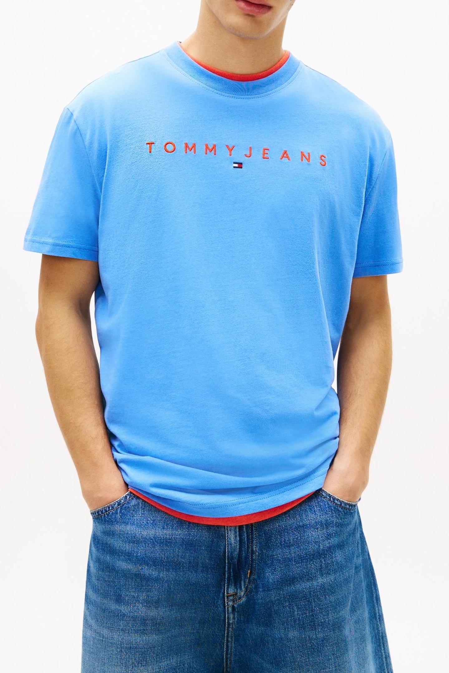 Tommy Hilfiger Tjm Regular Linear Logo Blue Twilight Maat: M | Basic T-Shirts Outlet | Heren | Blauw