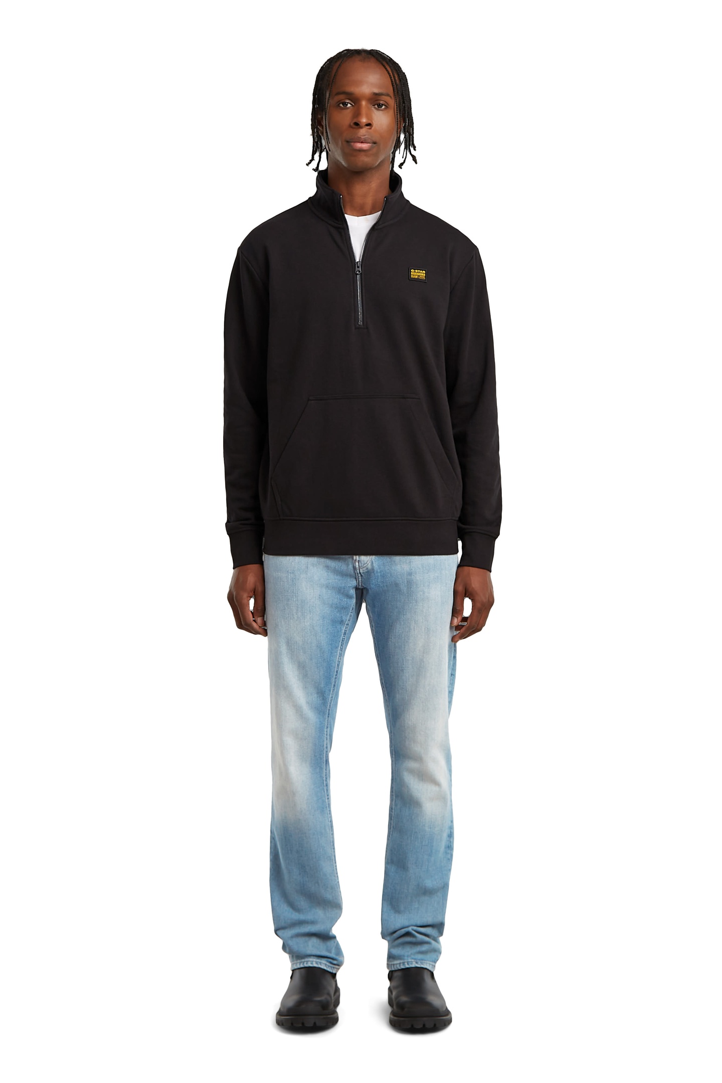 G-Star Half Zip Sweater Label Badge Black Maat: L | Sweaters Outlet | Heren | Zwart