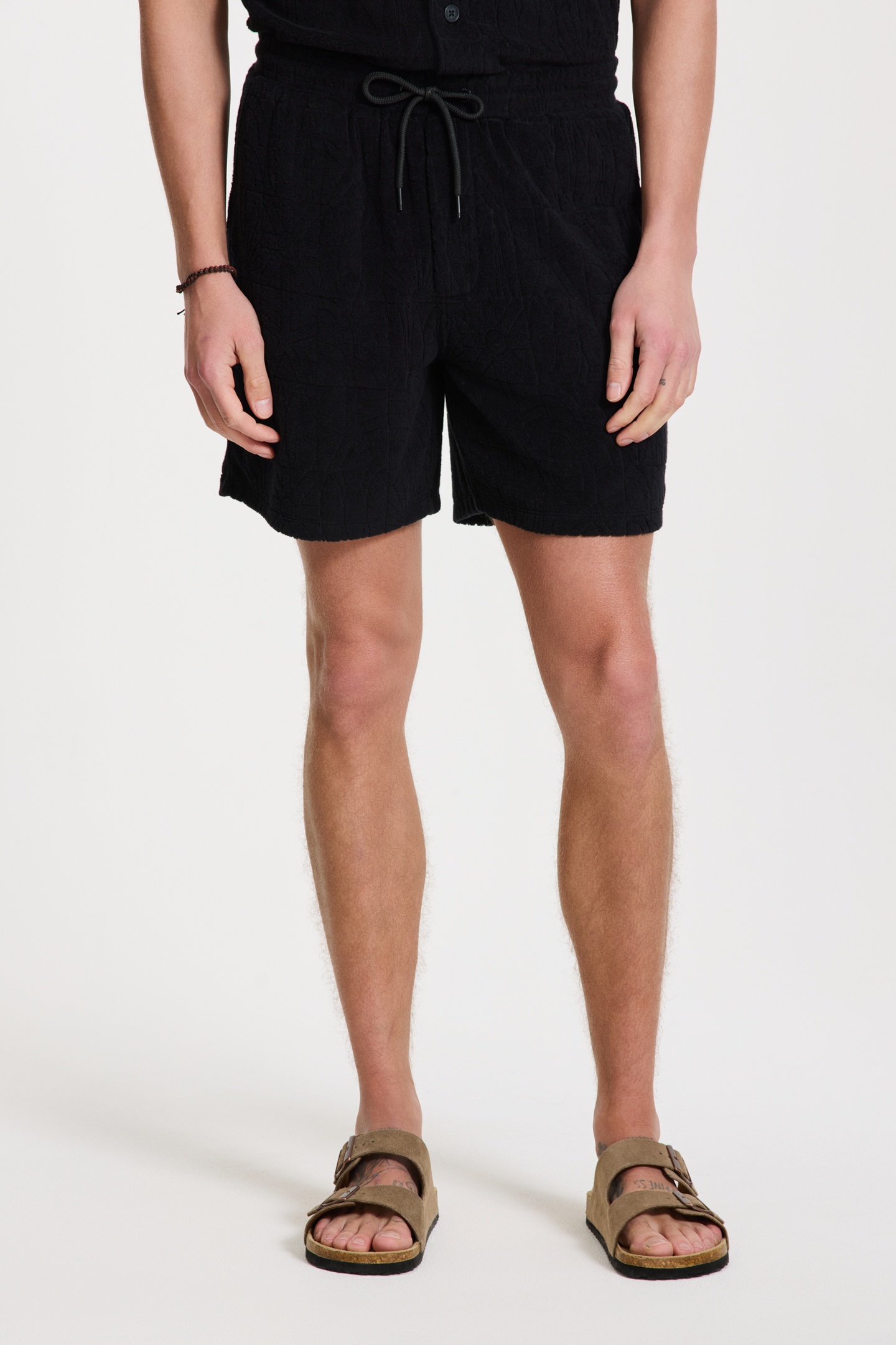 Shiwi Tony Toweling Shorts Geo Sun Black Geo Sun Maat: M | Korte Broeken Outlet | Heren | Zwart