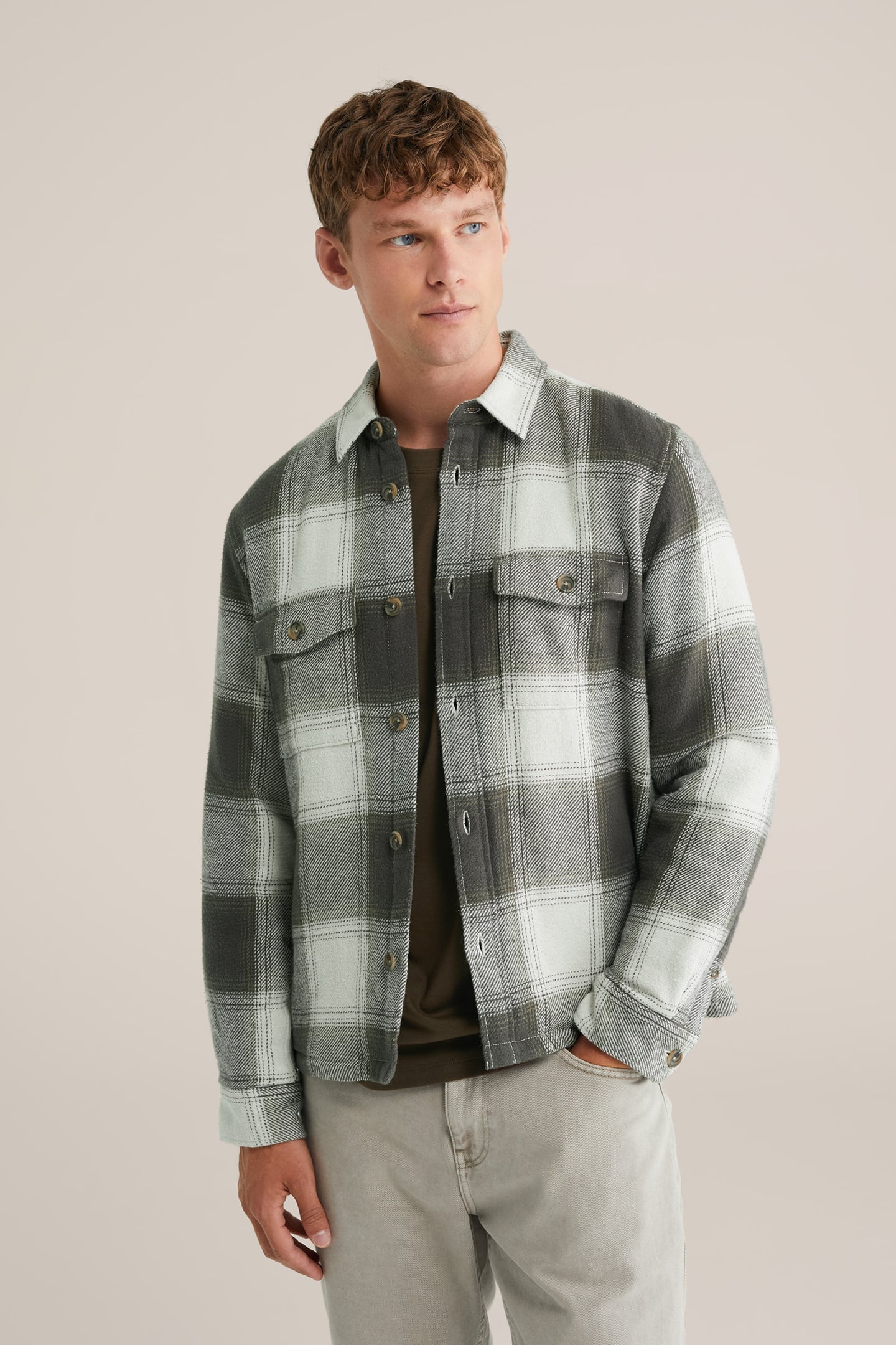 We Fashion Overshirt Dark Green Maat: XS | Casual Overhemden Outlet | Heren | Grijs