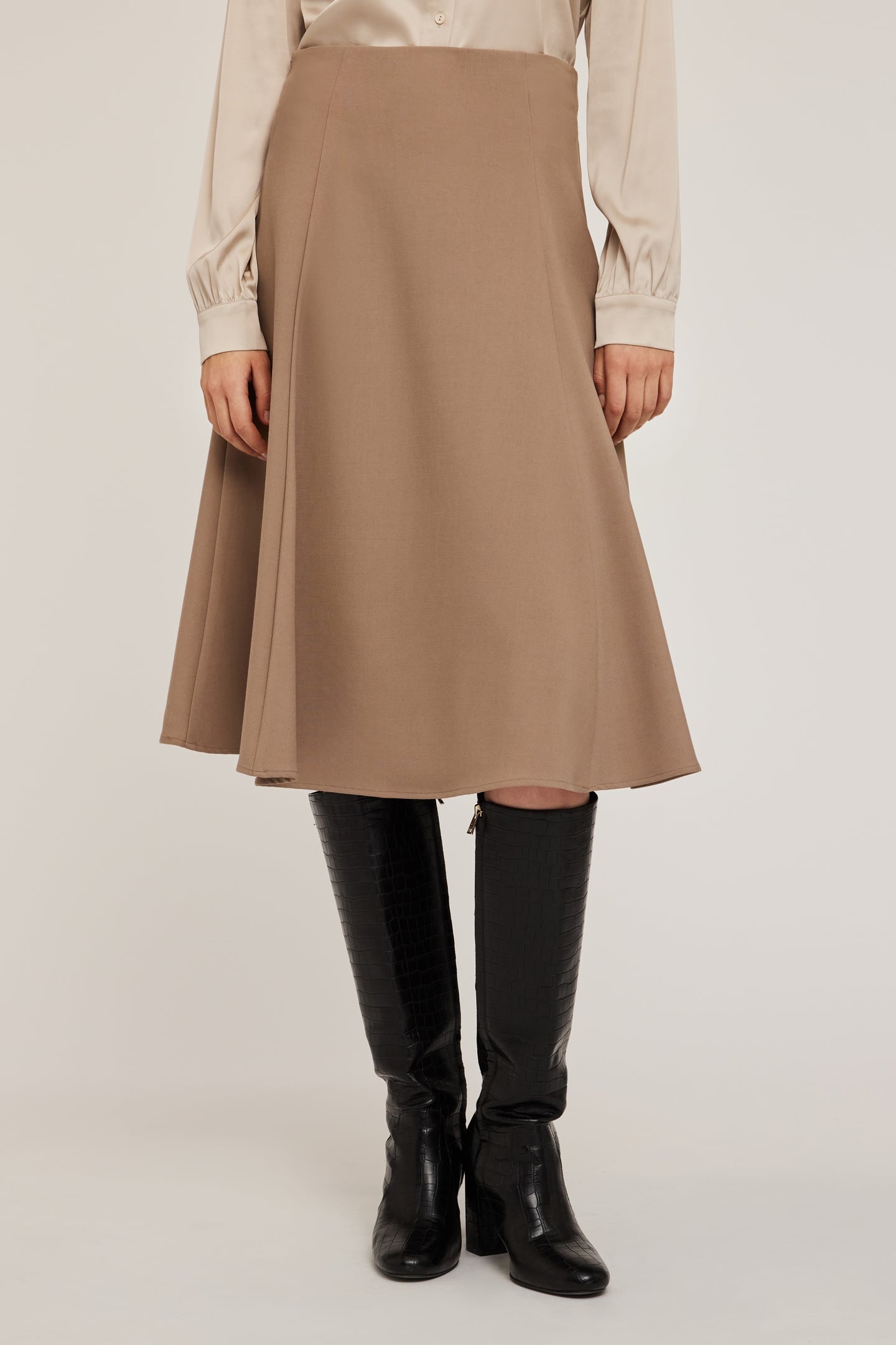 Motivi Half Circle Skirt Beige Maat: 34 | Midi Rokken Outlet | Dames | Beige