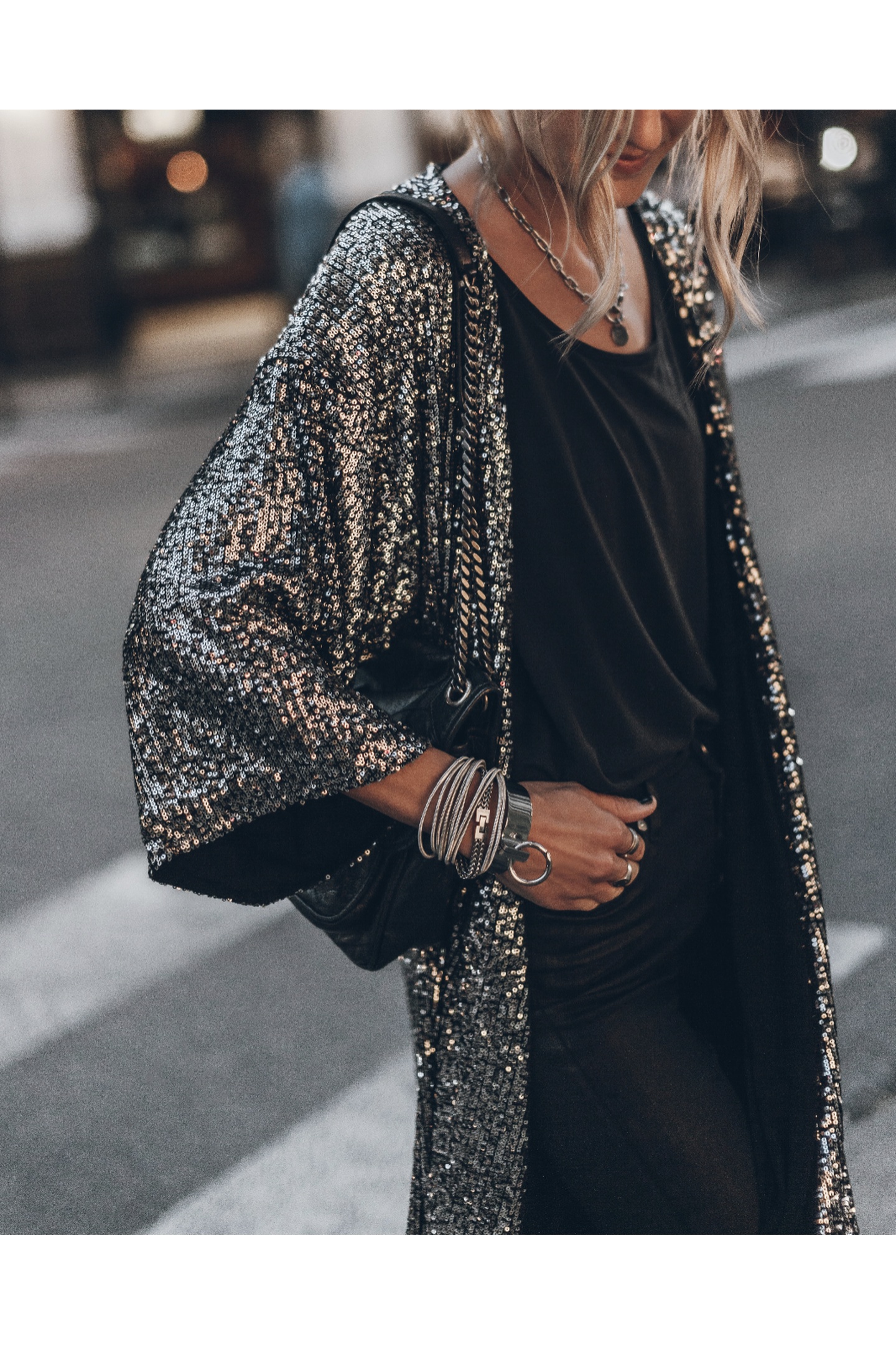 Mikuta The Dark Sequin Kimono Maat: XS/S | Poncho's Outlet | Dames | Zilver