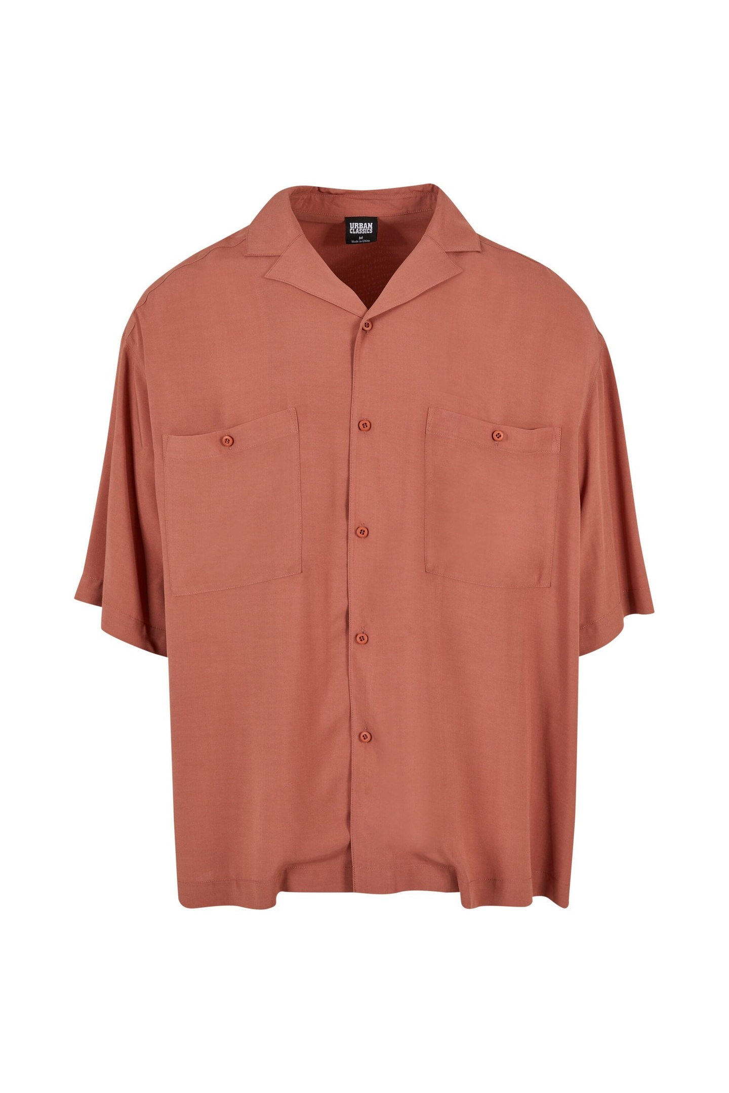 Urban Classics Oversized Resort Shirt Terracotta Maat: S | Casual Overhemden Outlet | Heren