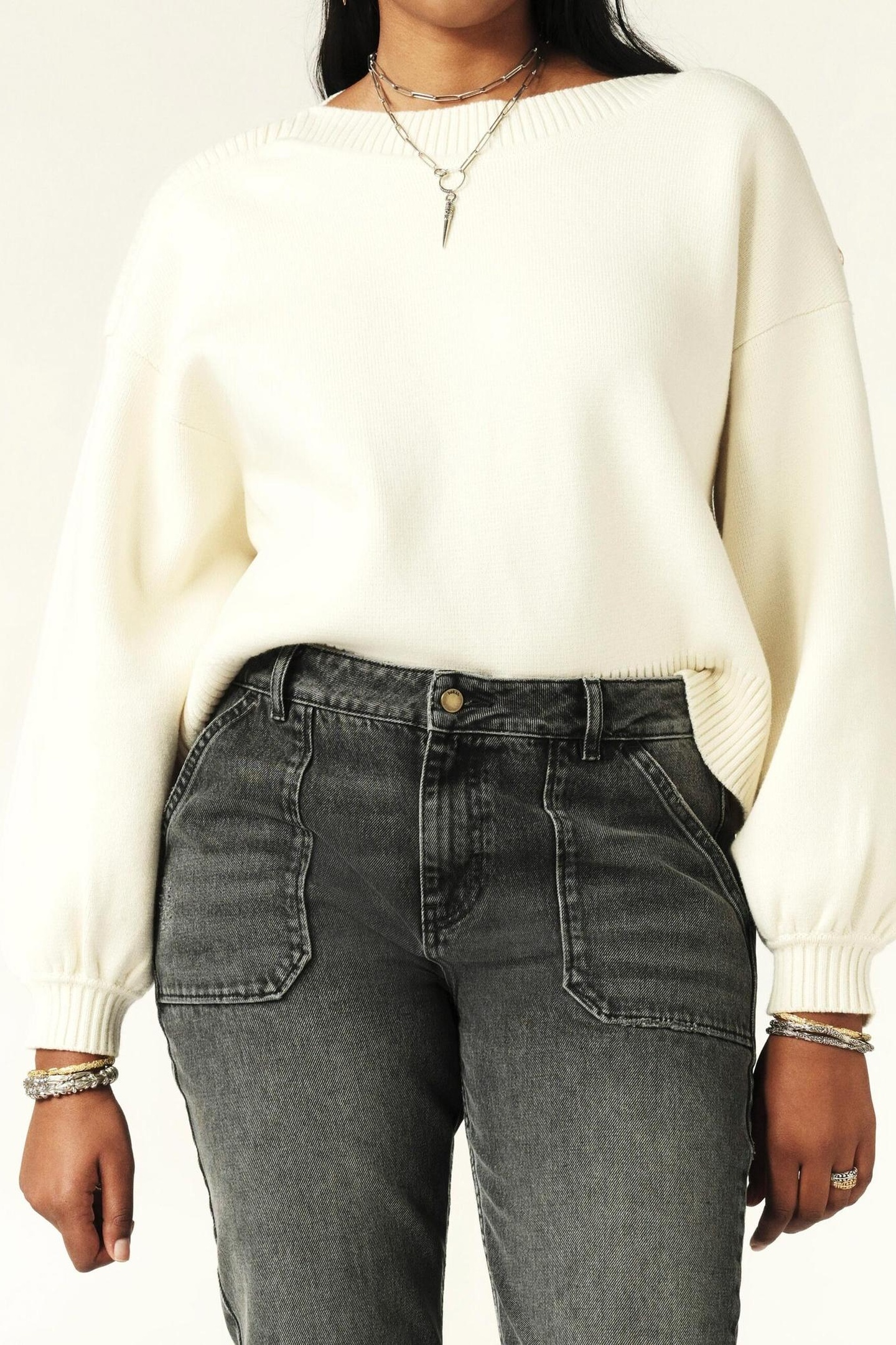 BA&SH Pull Mateo Ecru Maat: M | Sweaters Outlet | Dames | Wit