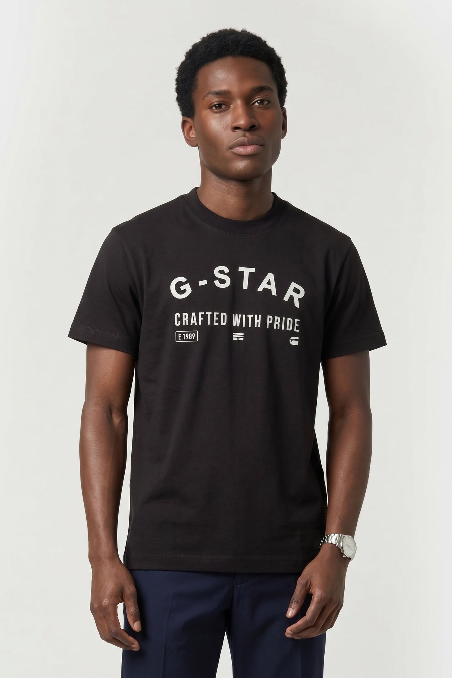 G-Star Chest Logo R T S/s Dk Black Maat: XS | T-shirts met Print Outlet | Heren | Zwart