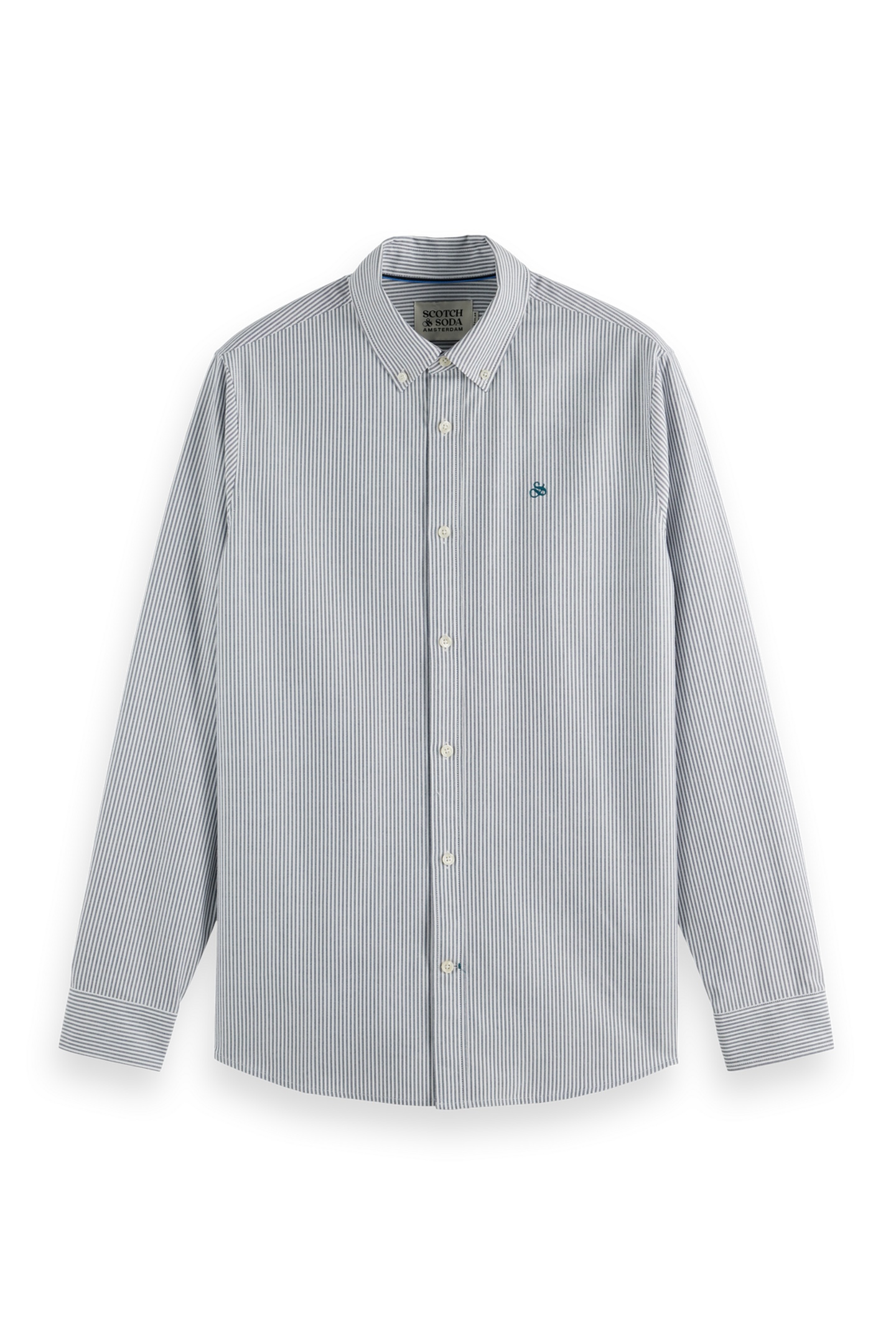Scotch & Soda Striped Regular-fit Oxford Shirt Insignia Blue Stripe Maat: L | Casual Overhemden Outlet | Heren | Blauw