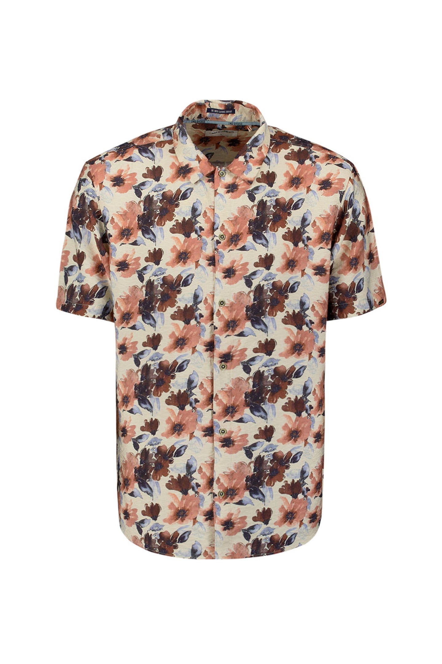 No Excess Shirt Short Sleeve Allover Printed Twill Sky Maat: XL | Casual Overhemden Outlet | Heren | Creme