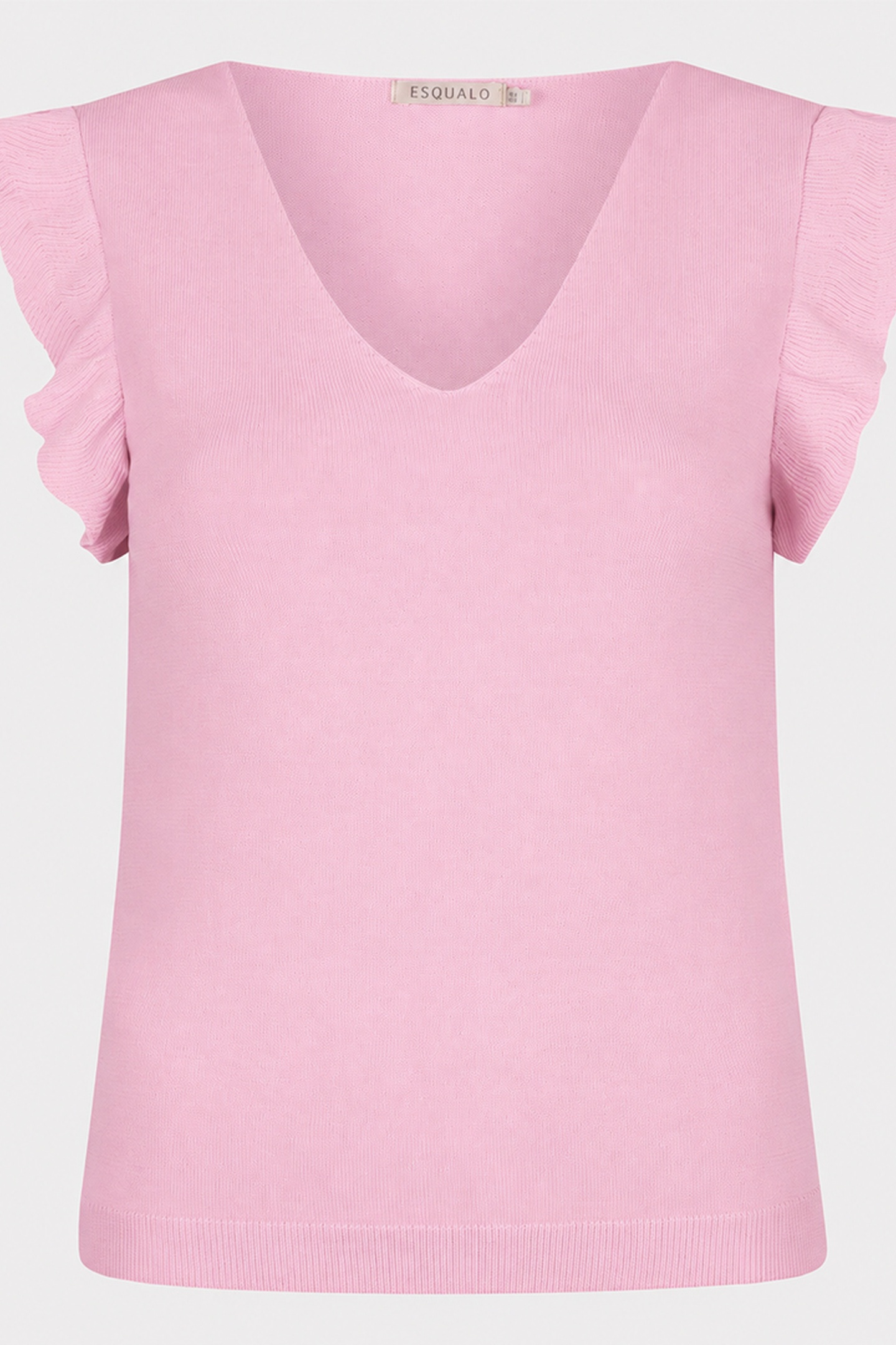 EsQualo Top V-neck Ruffle Slve Pastel Pink Taglia: S | Magliette intime Outlet | Donna | Rosa