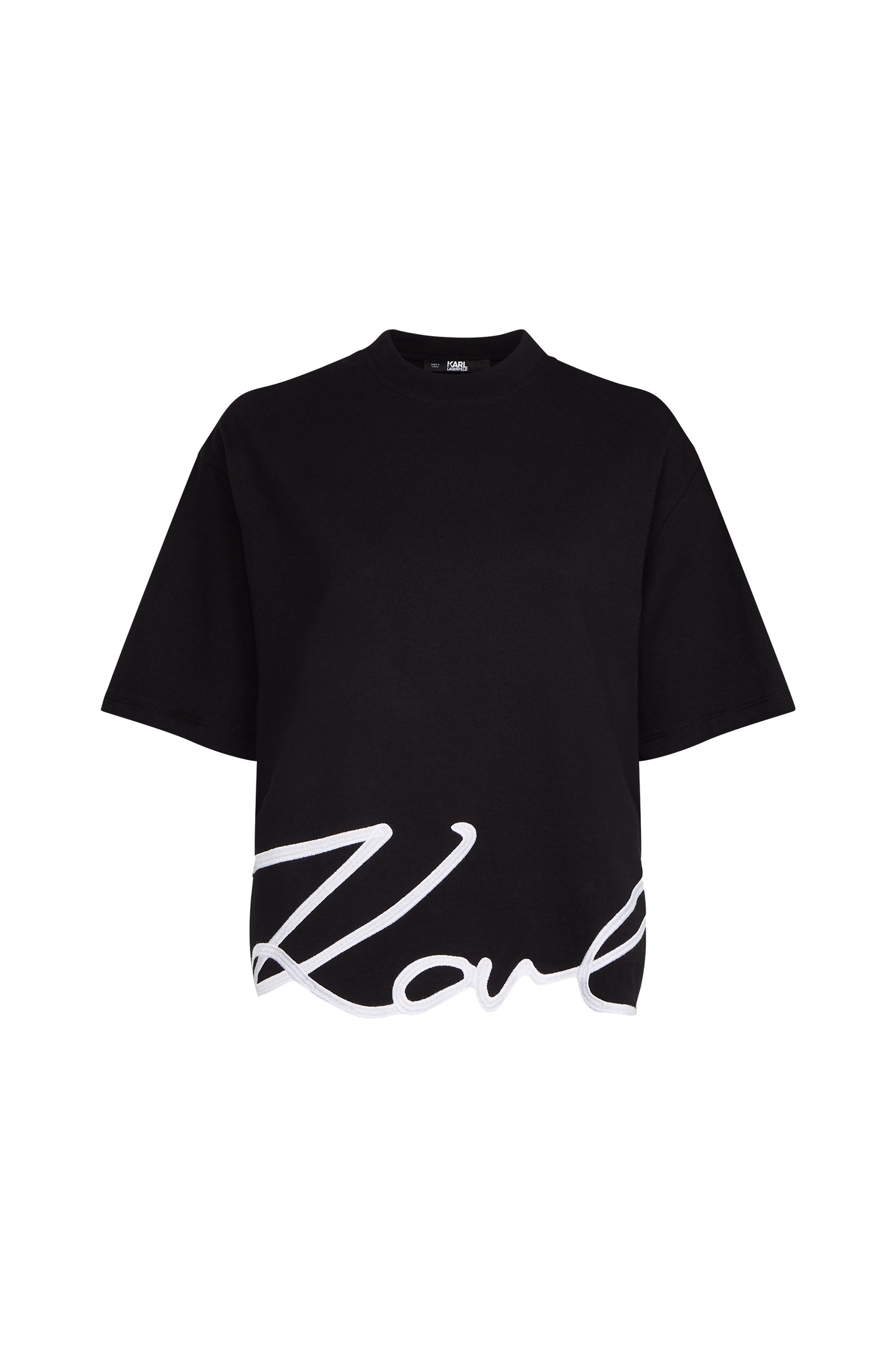 Karl Lagerfeld Karl Signature Hem T-shirt Black Maat: XS | Tops Outlet | Dames | Zwart