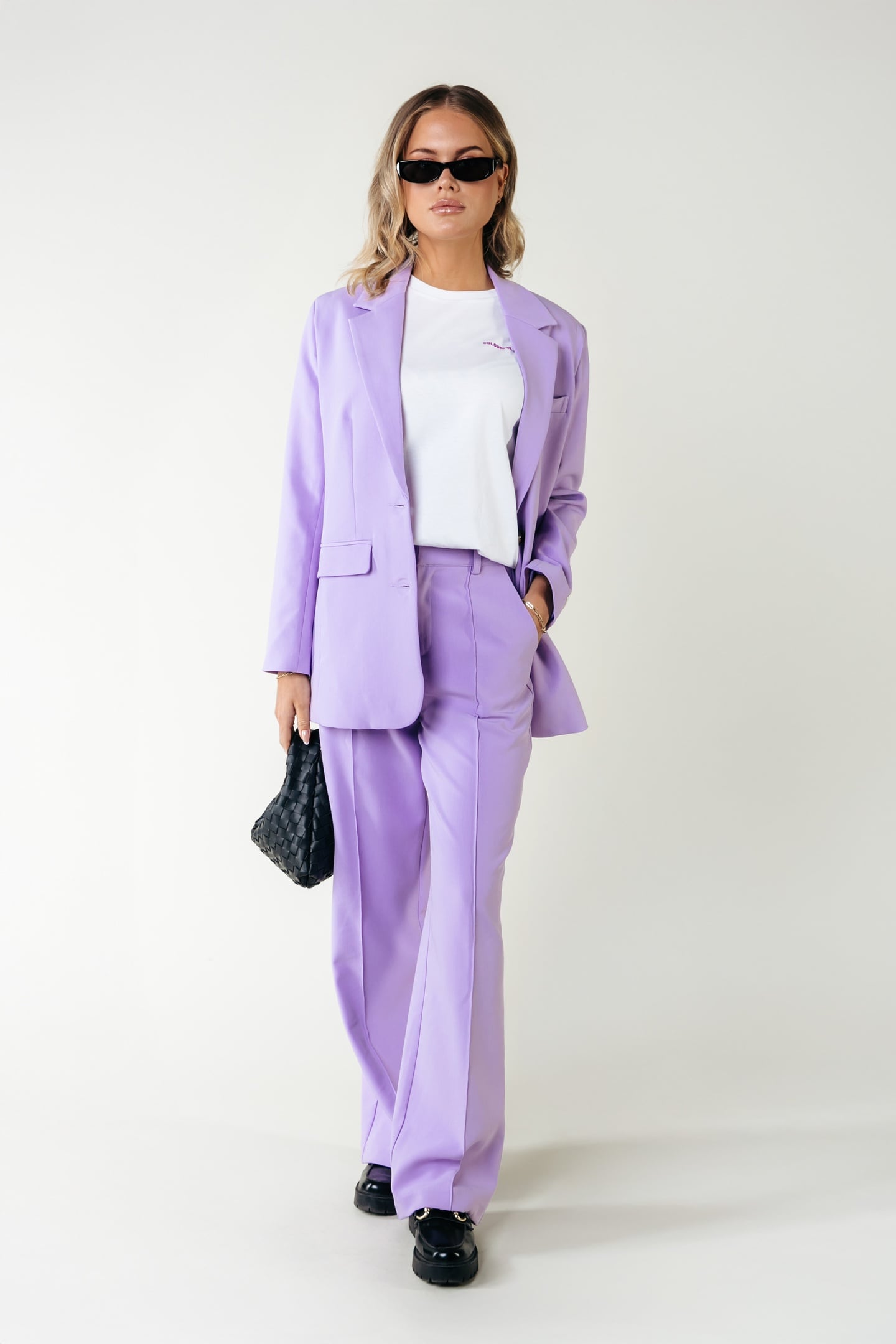 Colourful Rebel Rus Uni Pintuck Straight Pants Light Lilac Maat: S | Pantalons Outlet | Dames | Paars