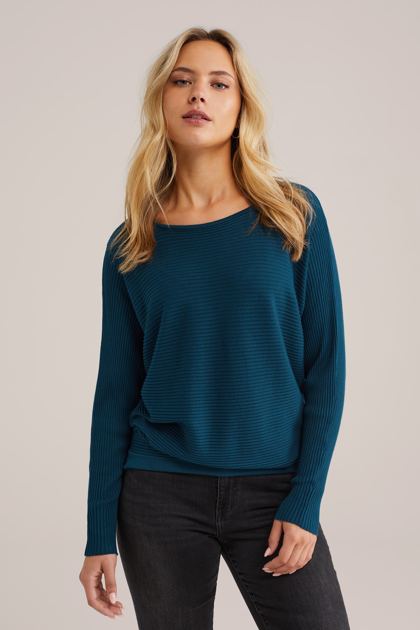 We Fashion Knitted Pullover Green Blue Maat: XS | Sweaters Outlet | Dames | Blauw